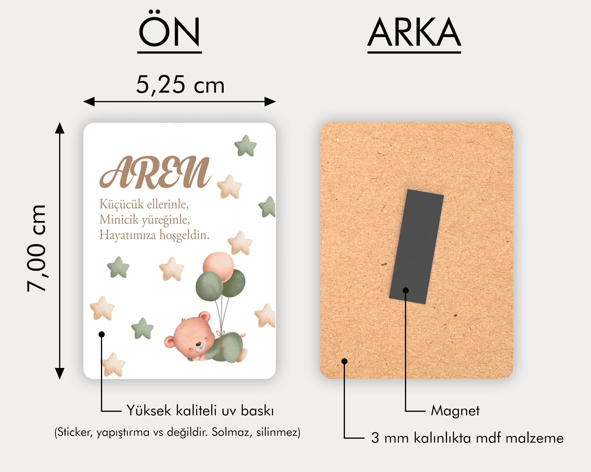 Ayıcık Temalı Ahşap Magnet