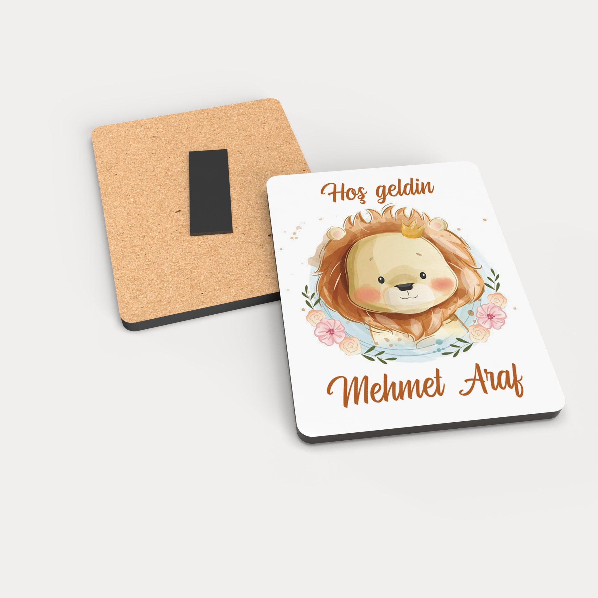 Aslan Temalı Ahşap Magnet