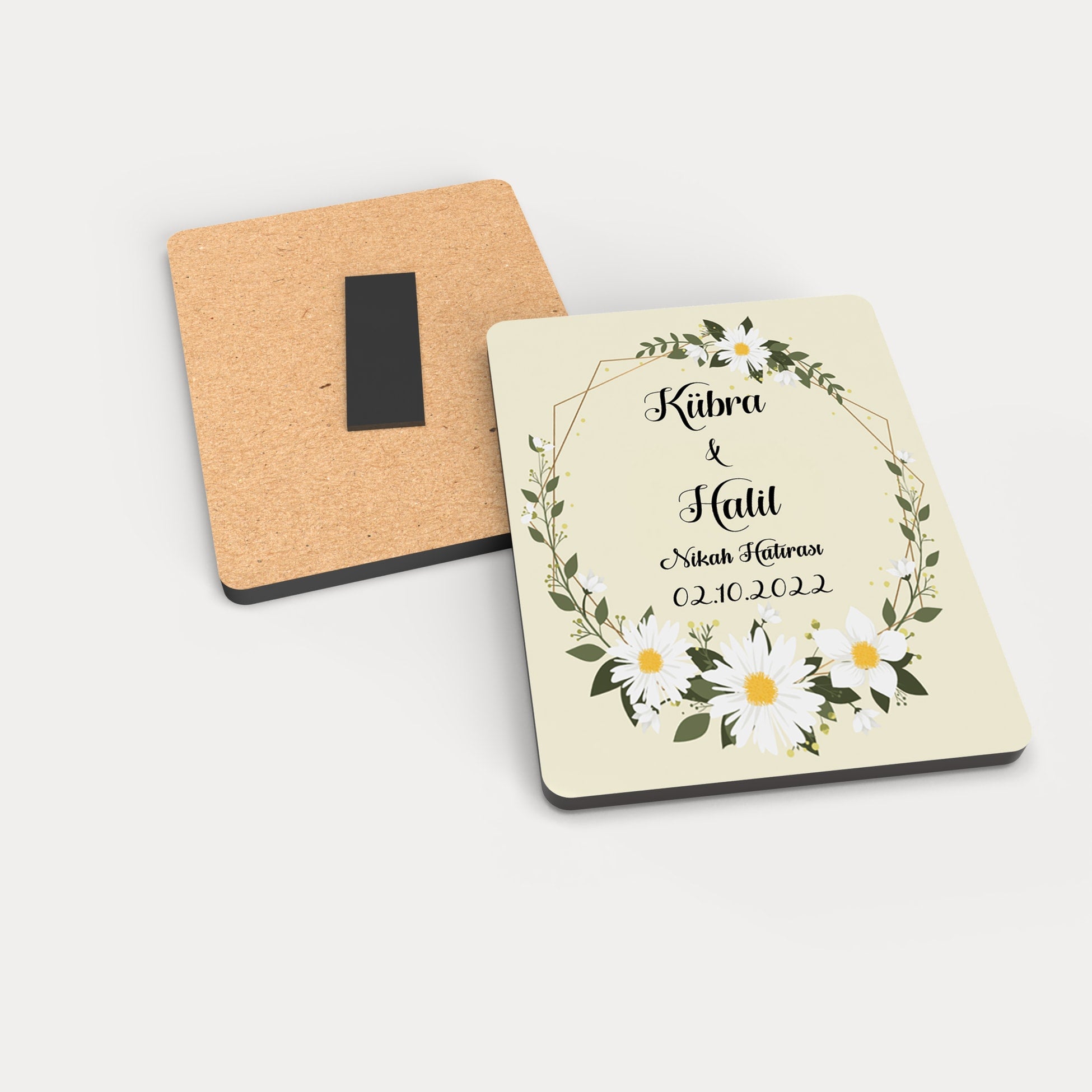 Papatya Desenli Ahşap Magnet