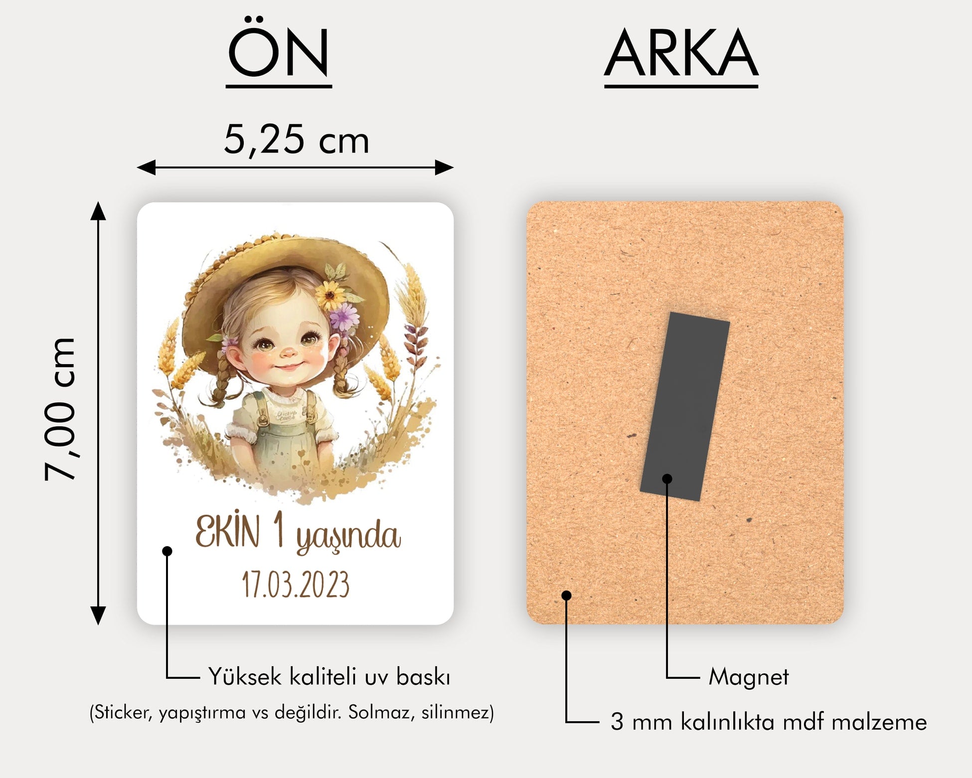 Sevimli Bebek Temalı Ahşap Magnet