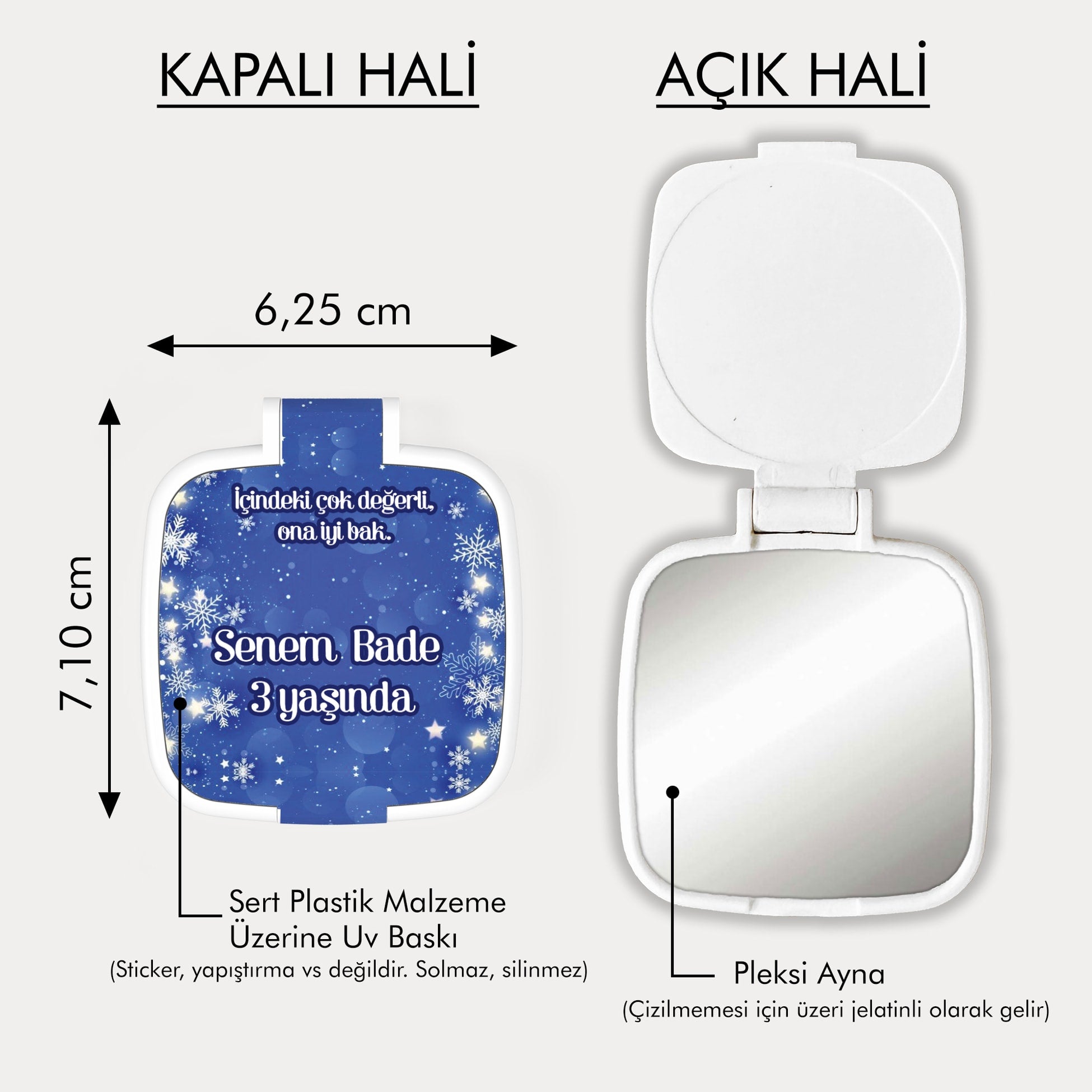 Kar Tanesi Desenli Kare Ayna