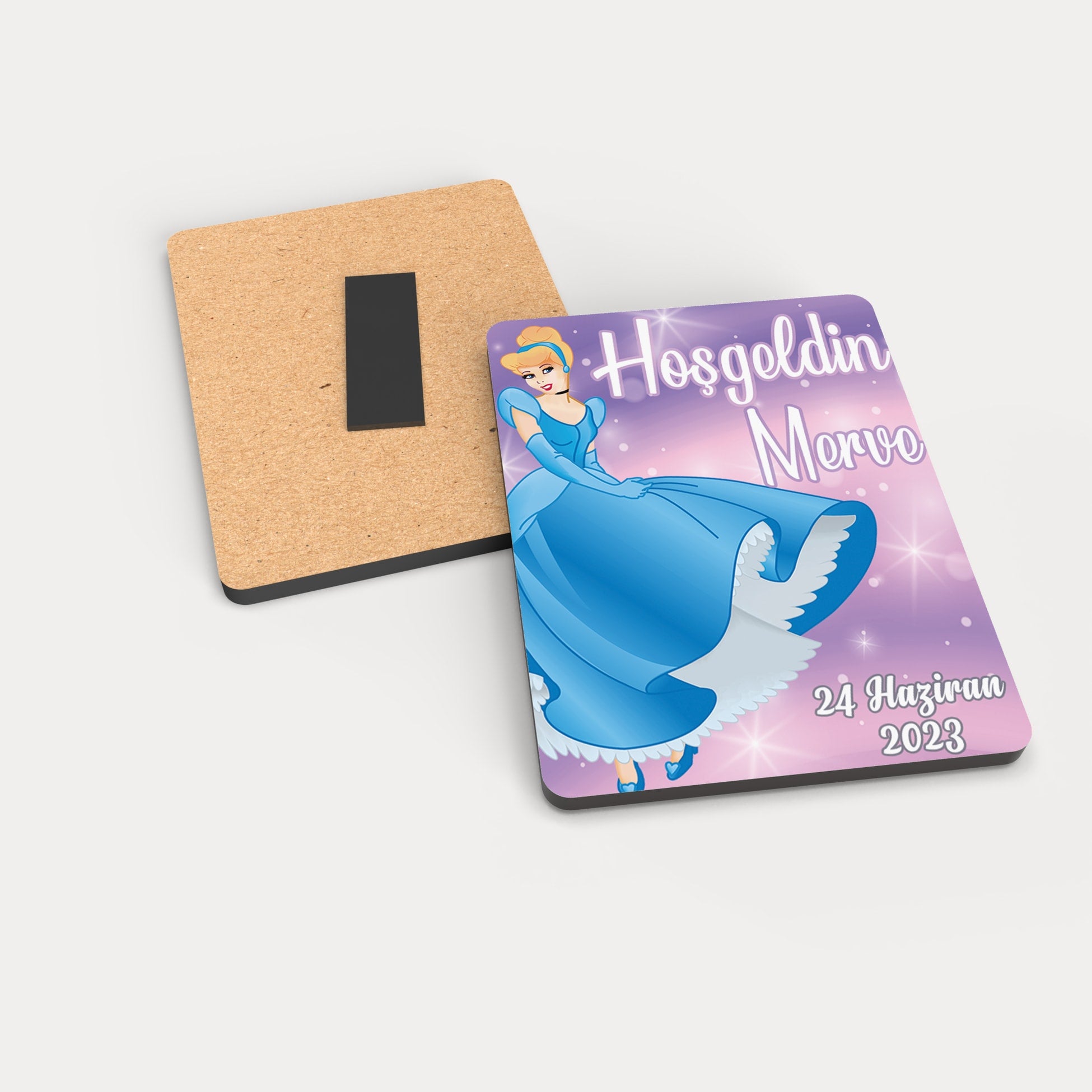 Prenses Temalı Ahşap Magnet