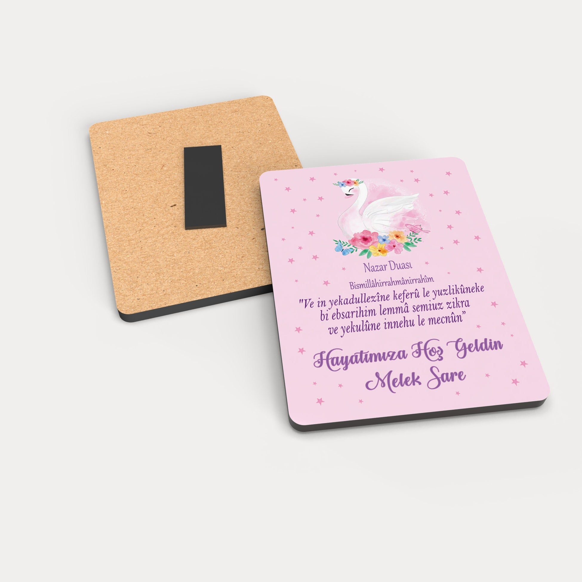 Kuğu Desenli Ahşap Magnet