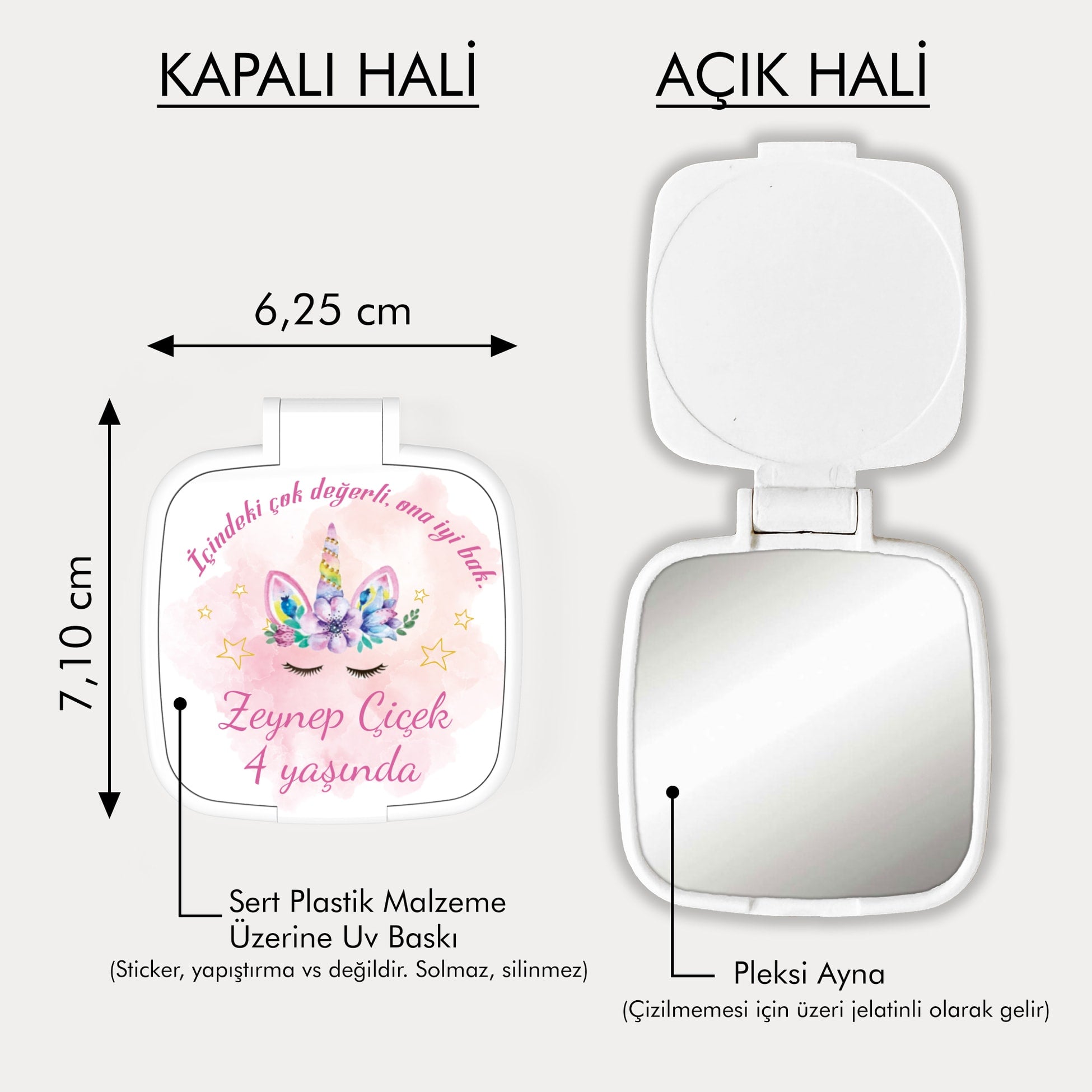 Unicorn Temalı Kare Ayna