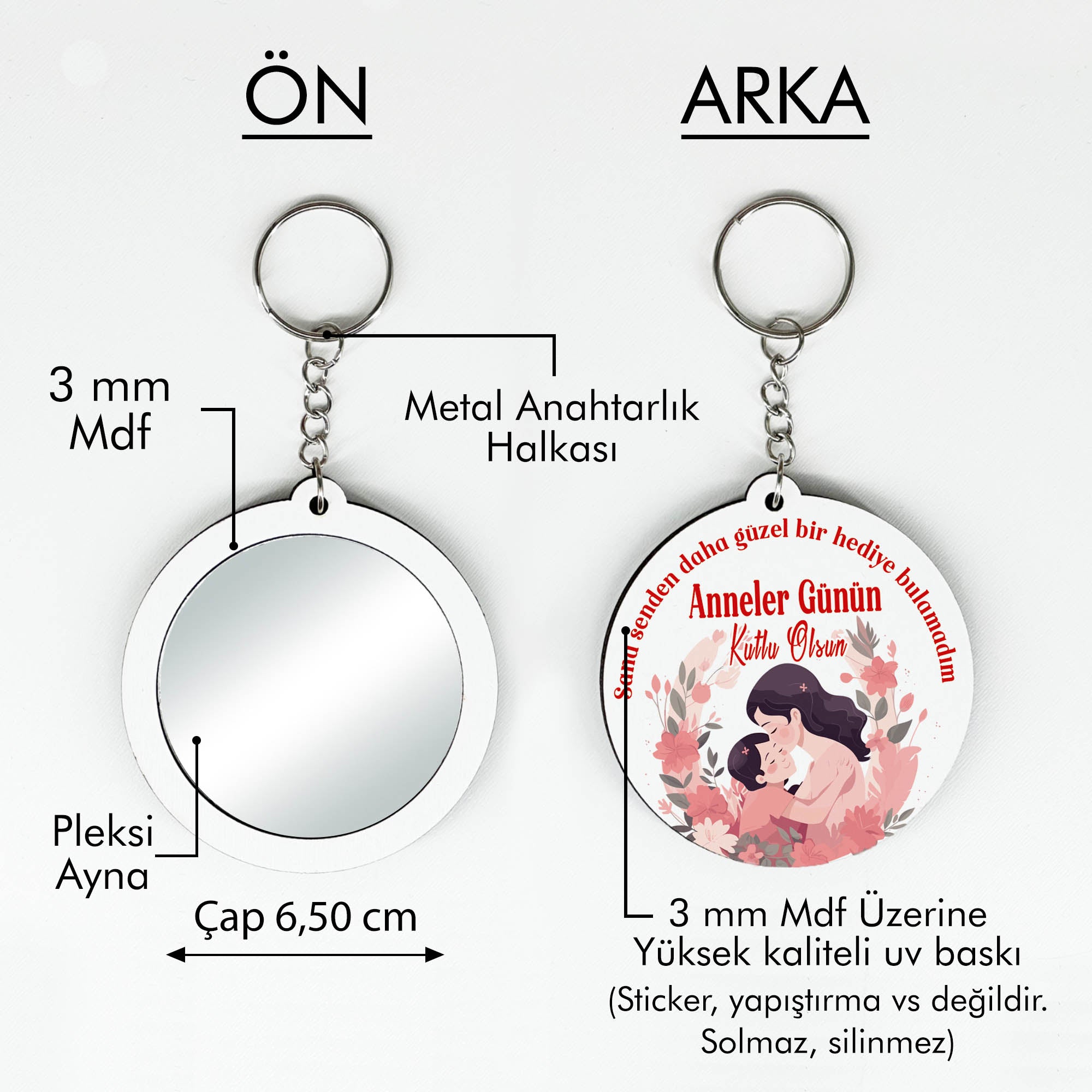 Anneler Günü Temalı Anahtarlıklı Ayna
