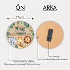 Safari Temalı Yuvarlak Ahşap Magnet