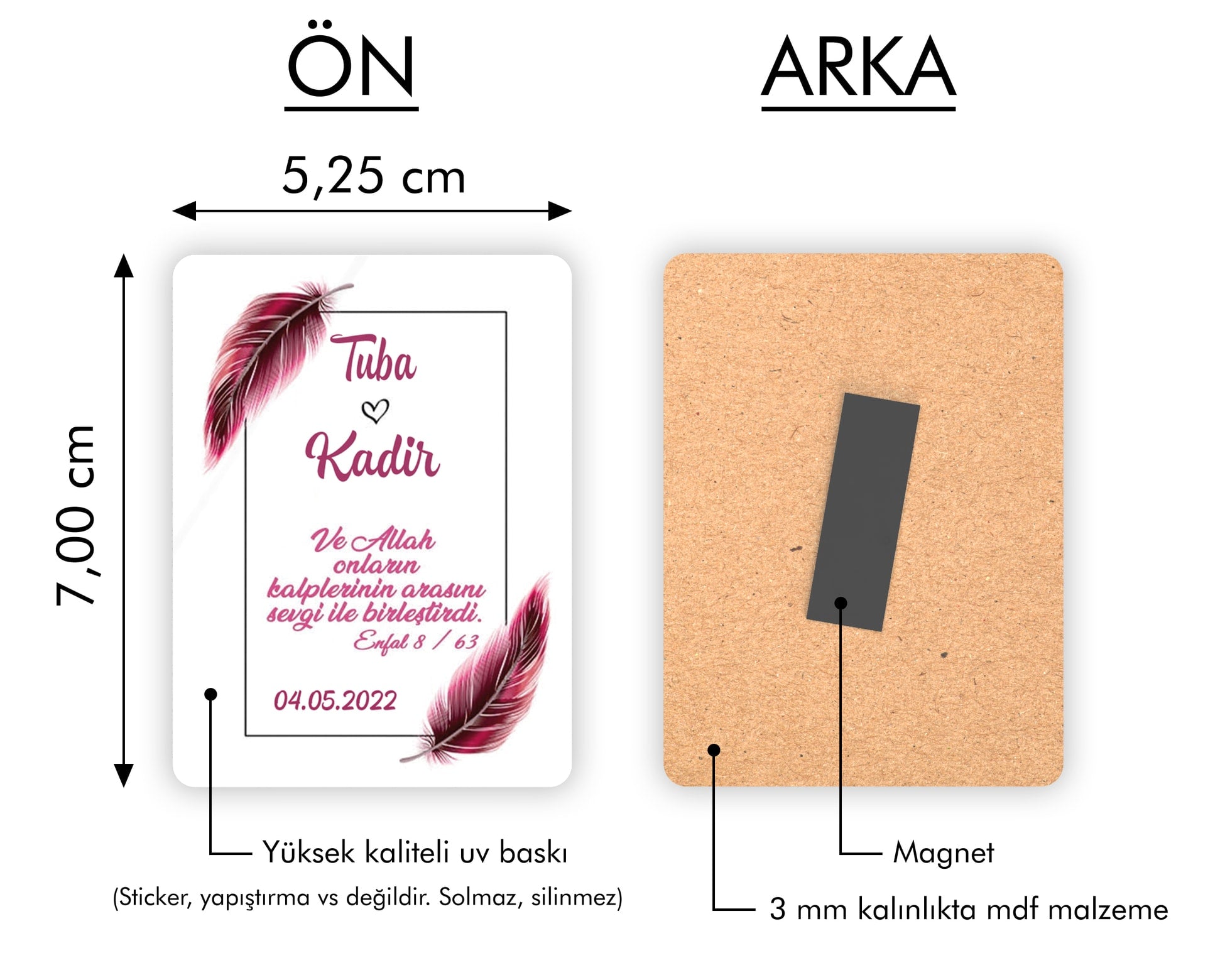 Mor Tüylü Ahşap Magnet