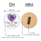 Mor Parmak İzli Yuvarlak Ahşap Magnet