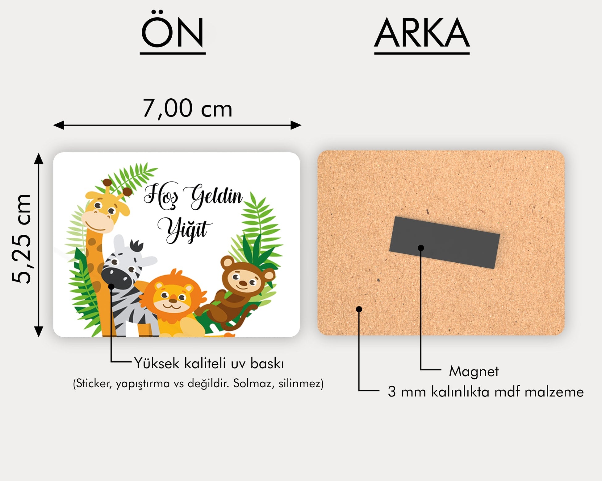 Safari Desenli Ahşap Magnet
