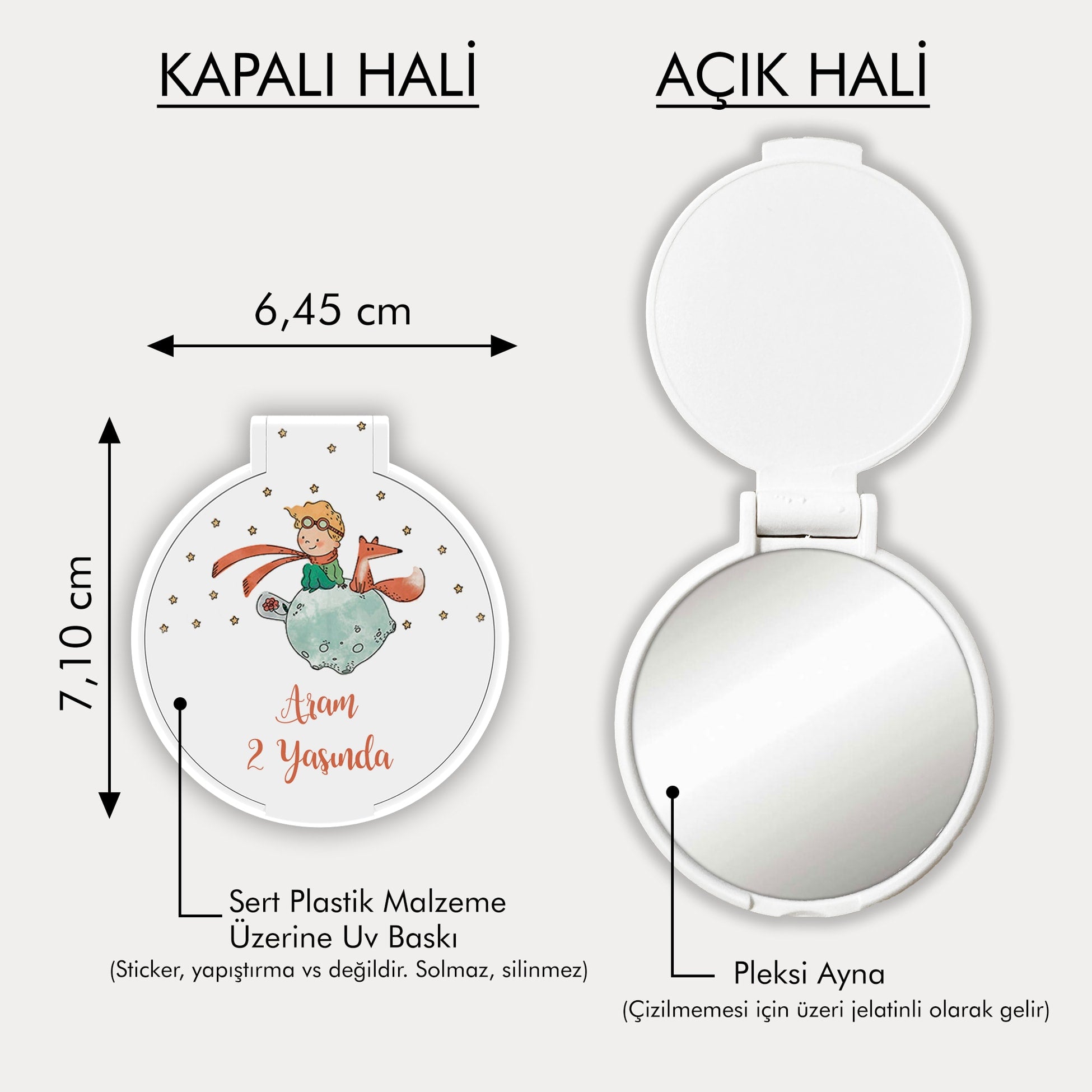 Küçük Prens Figürlü Yuvarlak Ayna