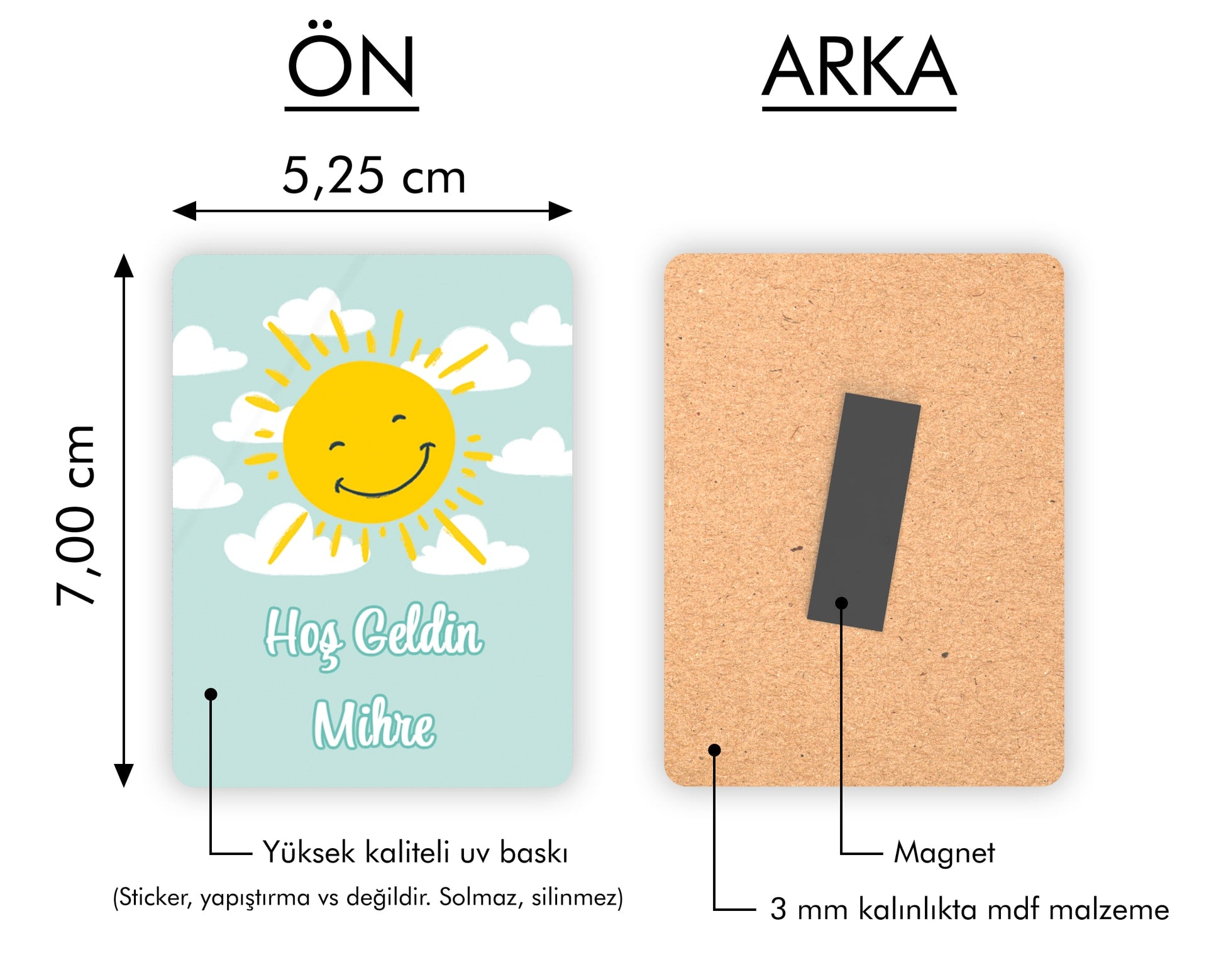 Güneş Temalı Ahşap Magnet