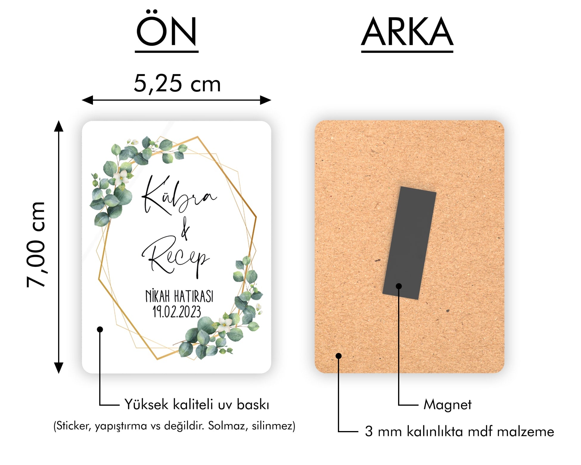 Okaliptus Desenli Ahşap Magnet