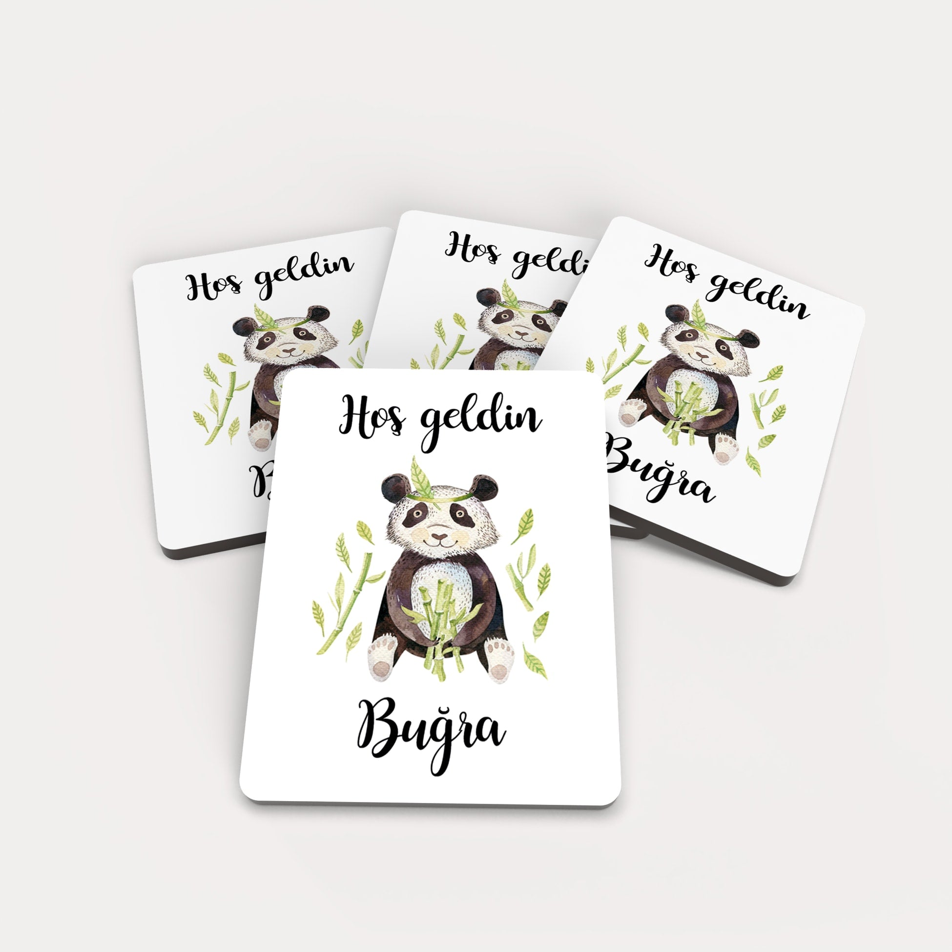Panda Desenli Ahşap Magnet