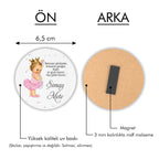 Kız Çocuğu Desenli Yuvarlak Ahşap Magnet