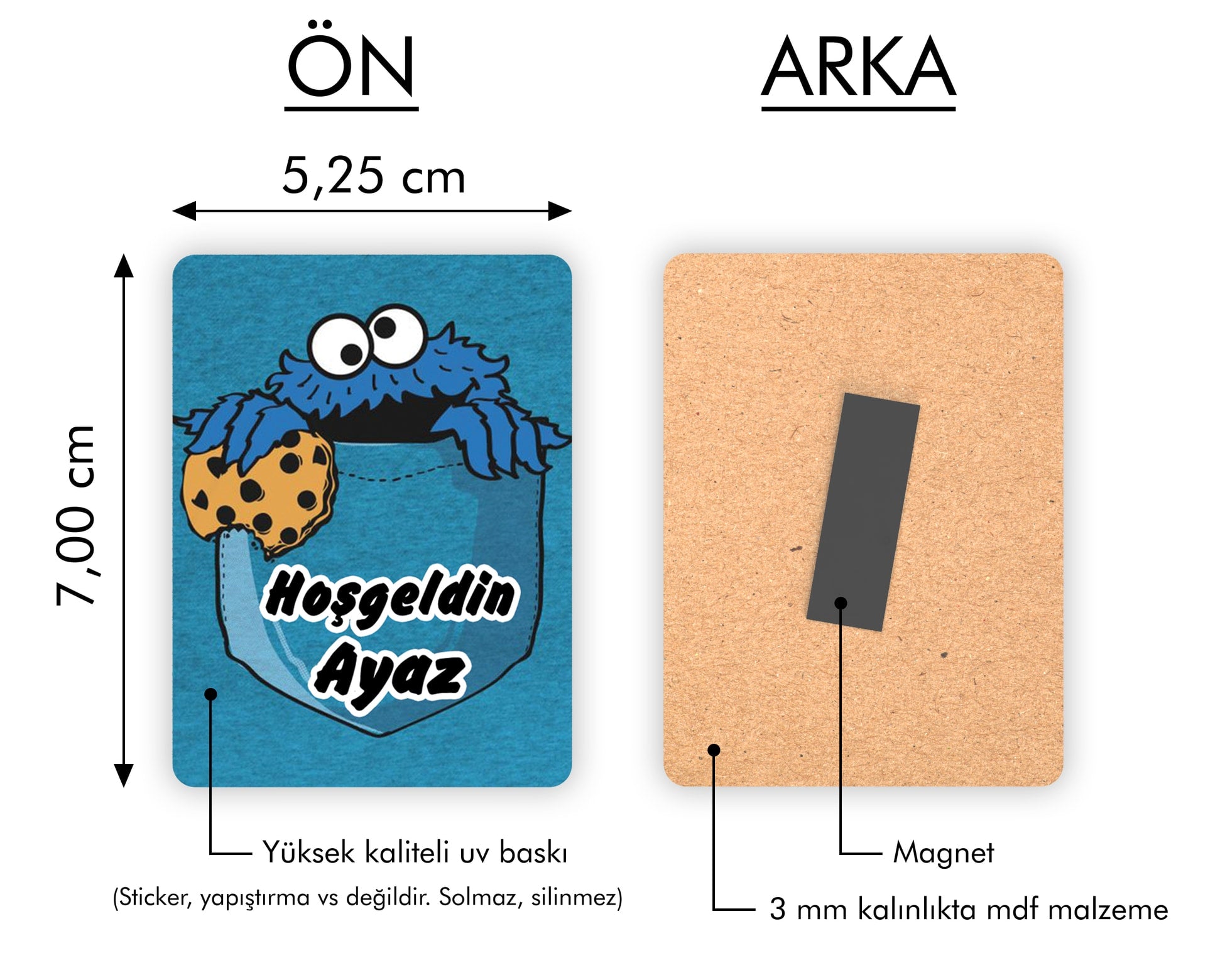 Kurabiye Canavarı Temalı Ahşap Magnet