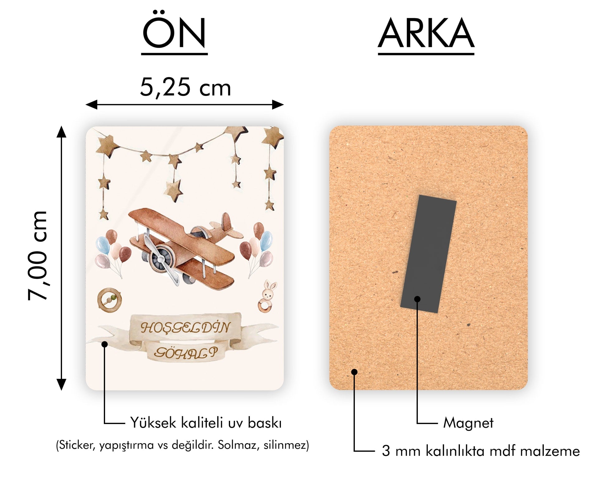 Uçak Temalı Ahşap Magnet