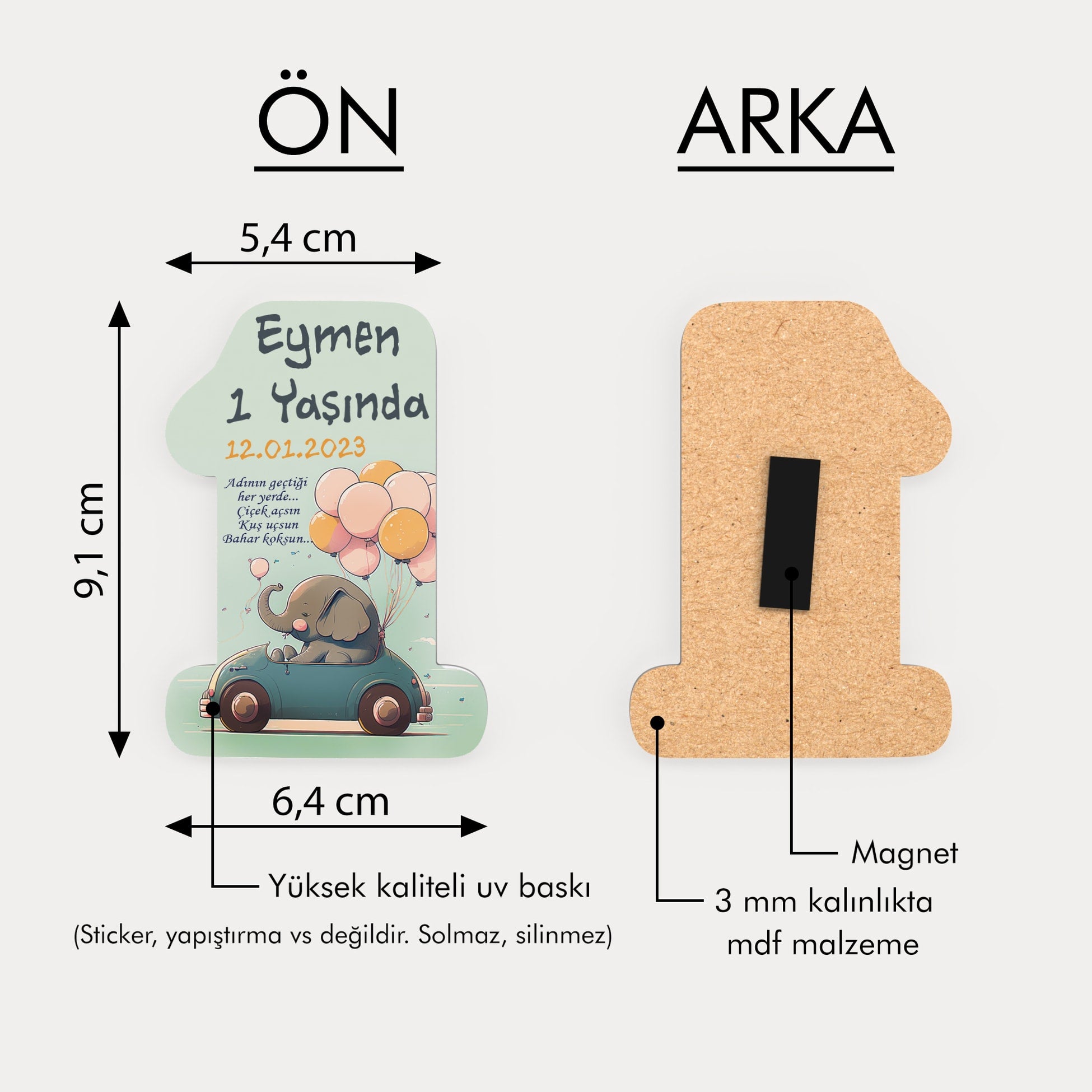 Fil Temalı Ahşap Magnet