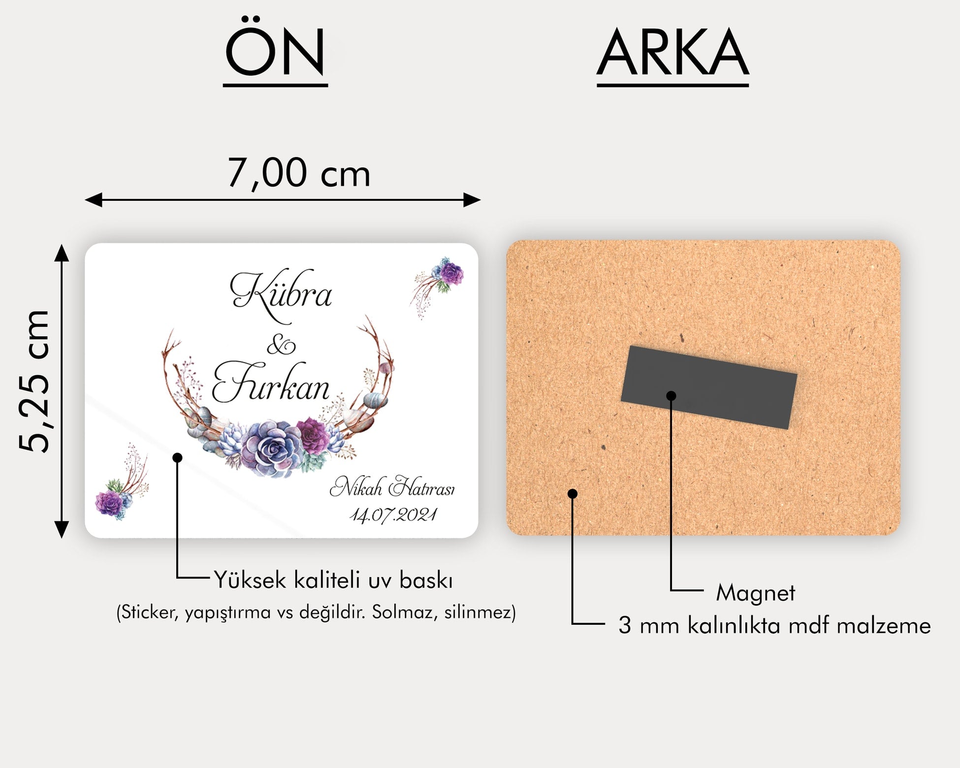 Suklent Desenli Ahşap Magnet