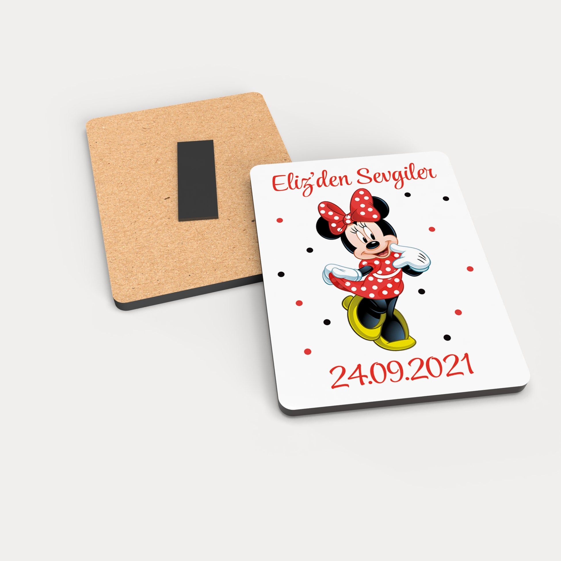Minnie Mouse Desenli Ahşap Magnet