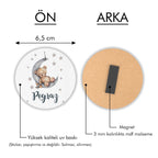 Ayıcık Desenli Yuvarlak Ahşap Magnet