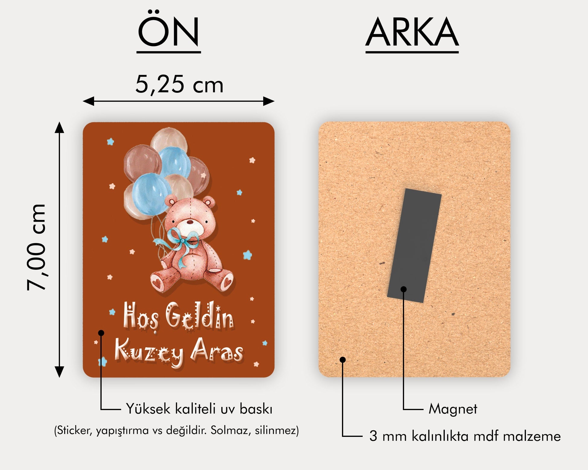 Ayıcık Desenli Ahşap Magnet