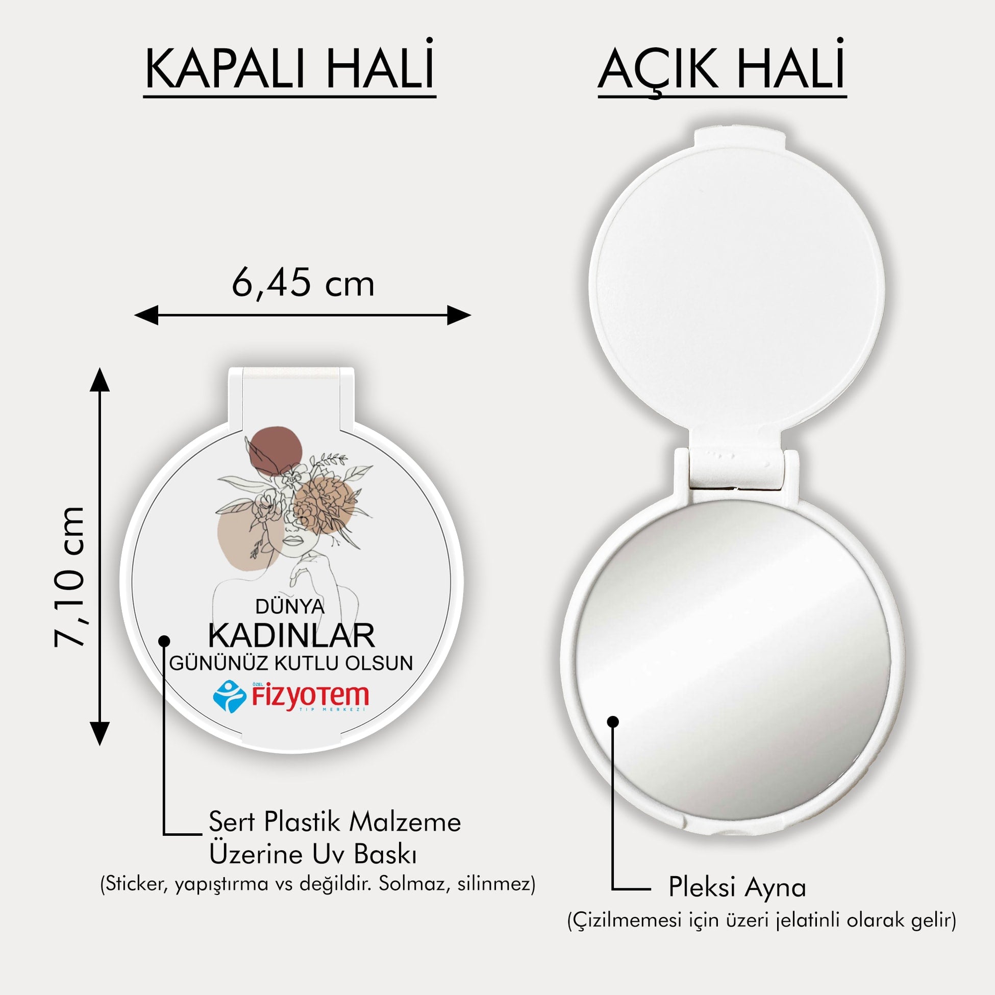 8 Mart Temalı  Yuvarlak Ayna