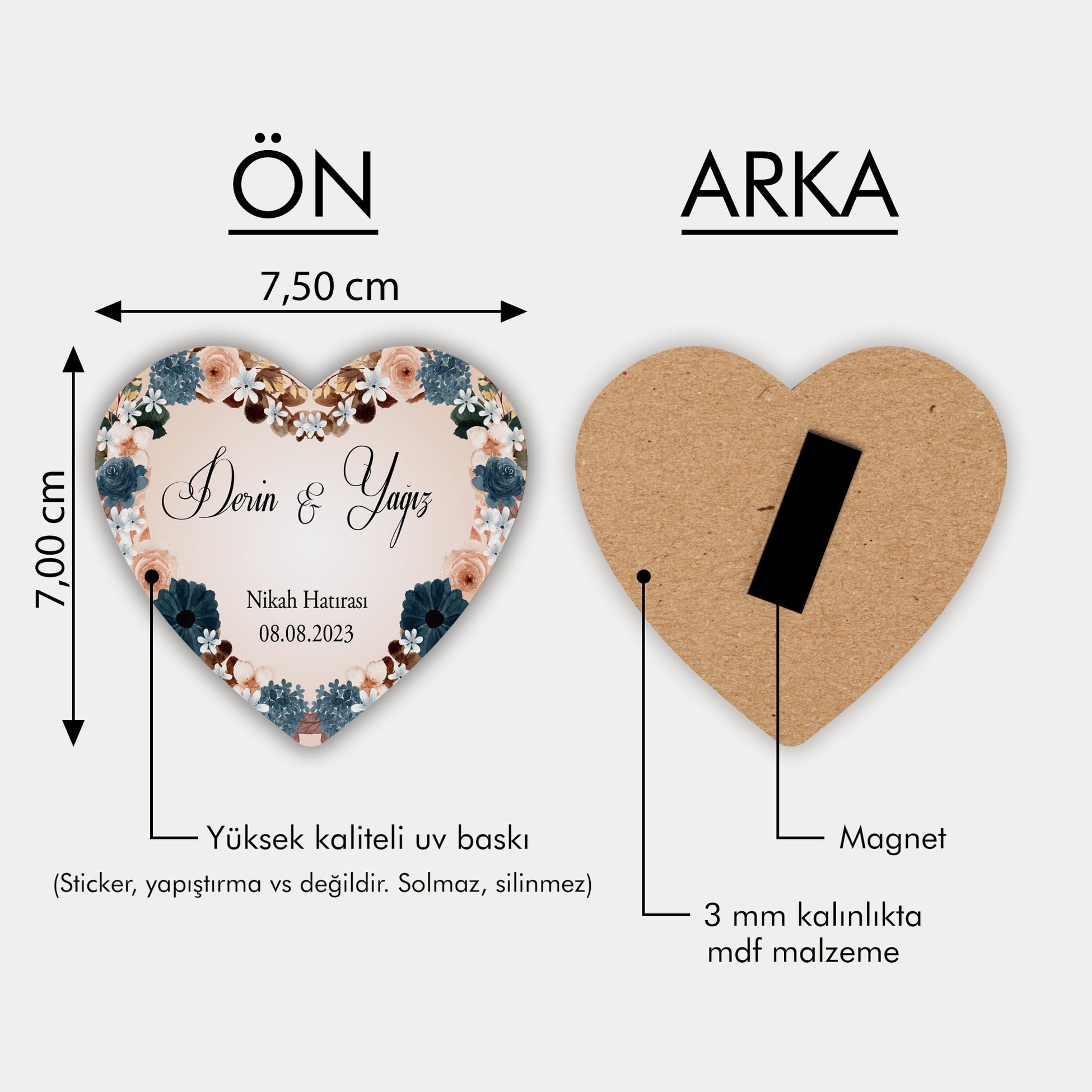 Nikah Hatırası Temalı Ahşap Magnet