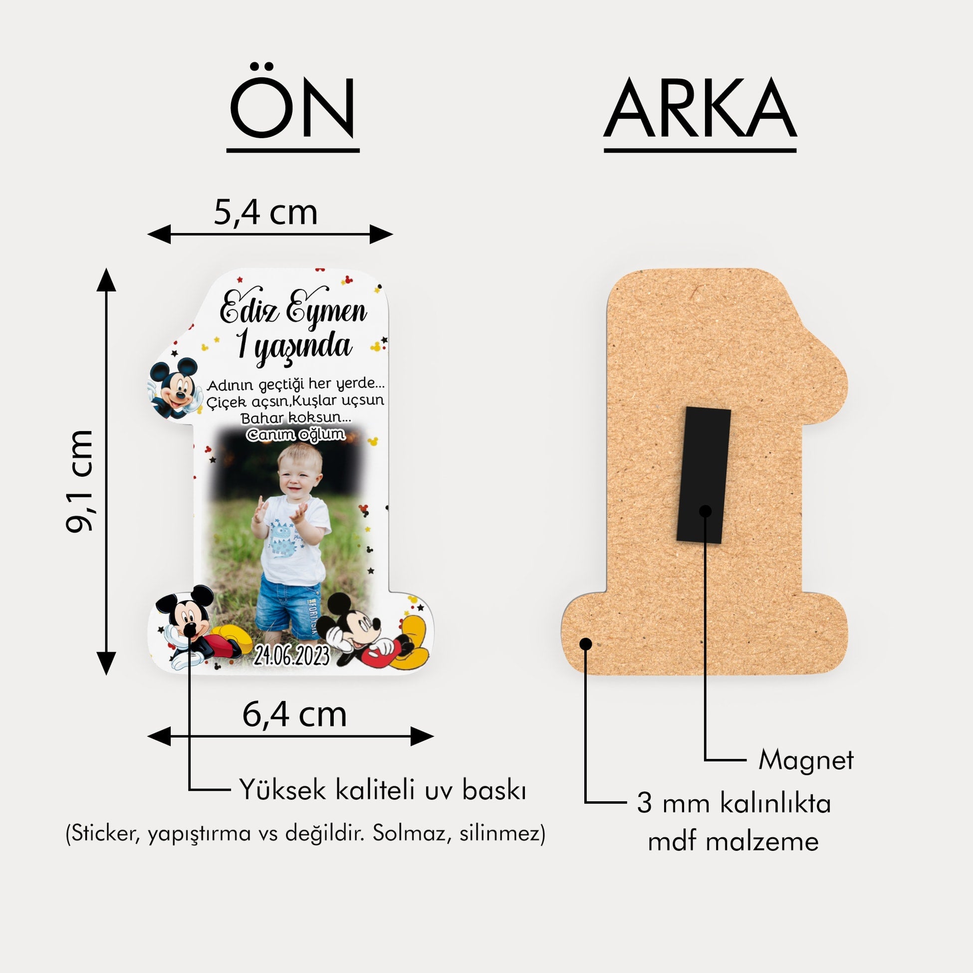 Mickey Mouse Temalı Ahşap Magnet