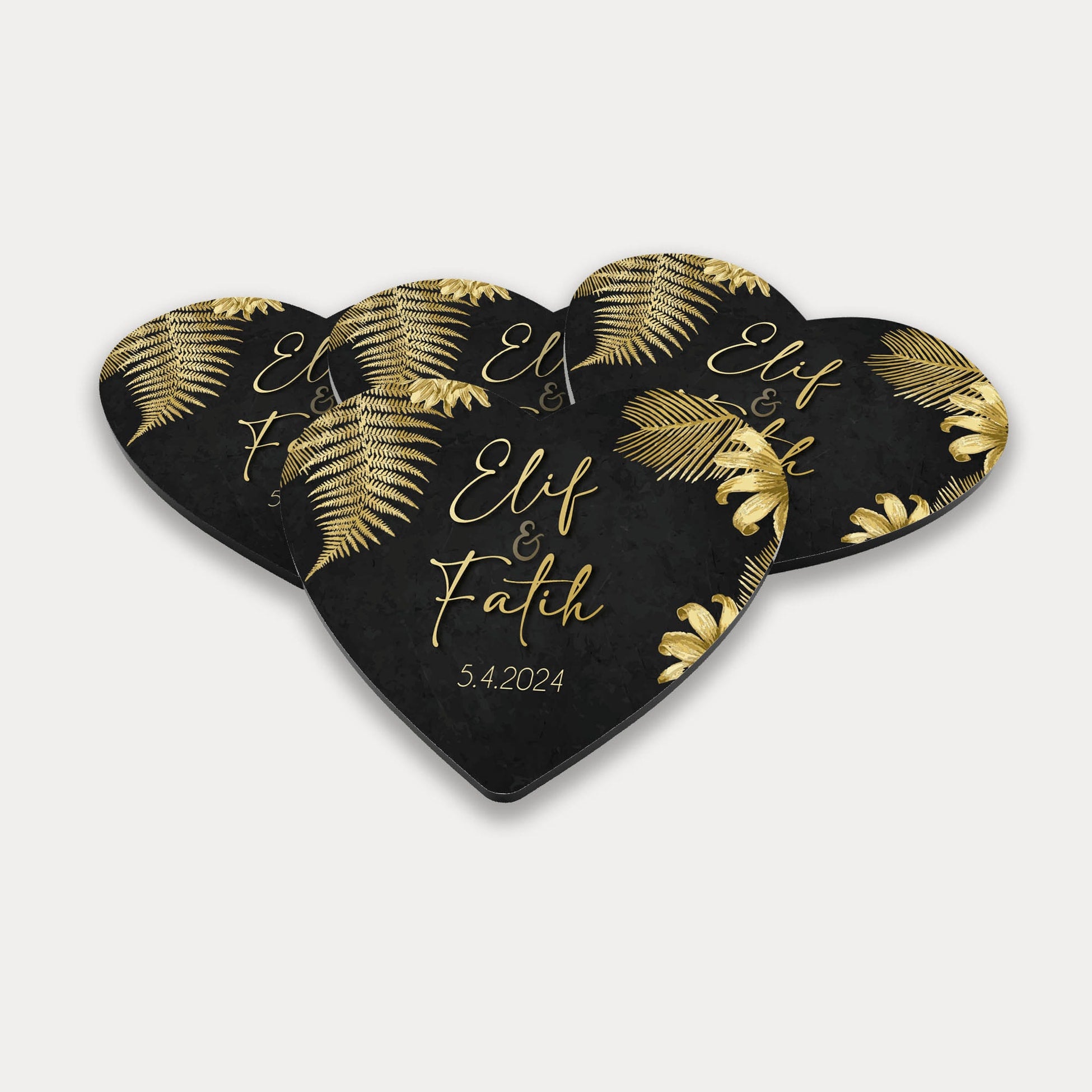 Gold Yaprak Desenli Ahşap Magnet