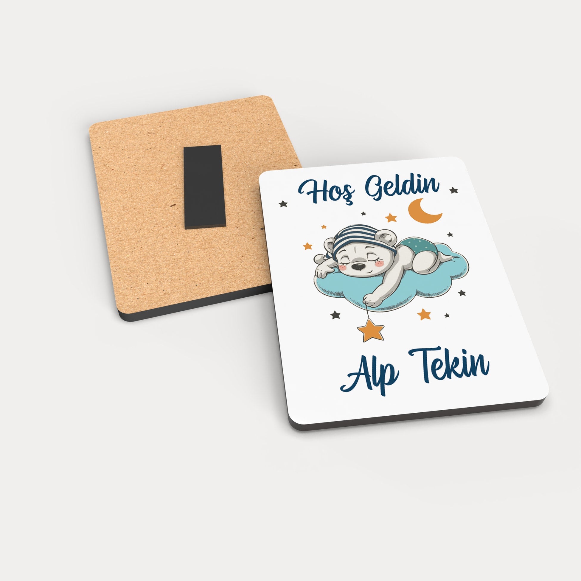 Ayıcık Desenli Ahşap Magnet