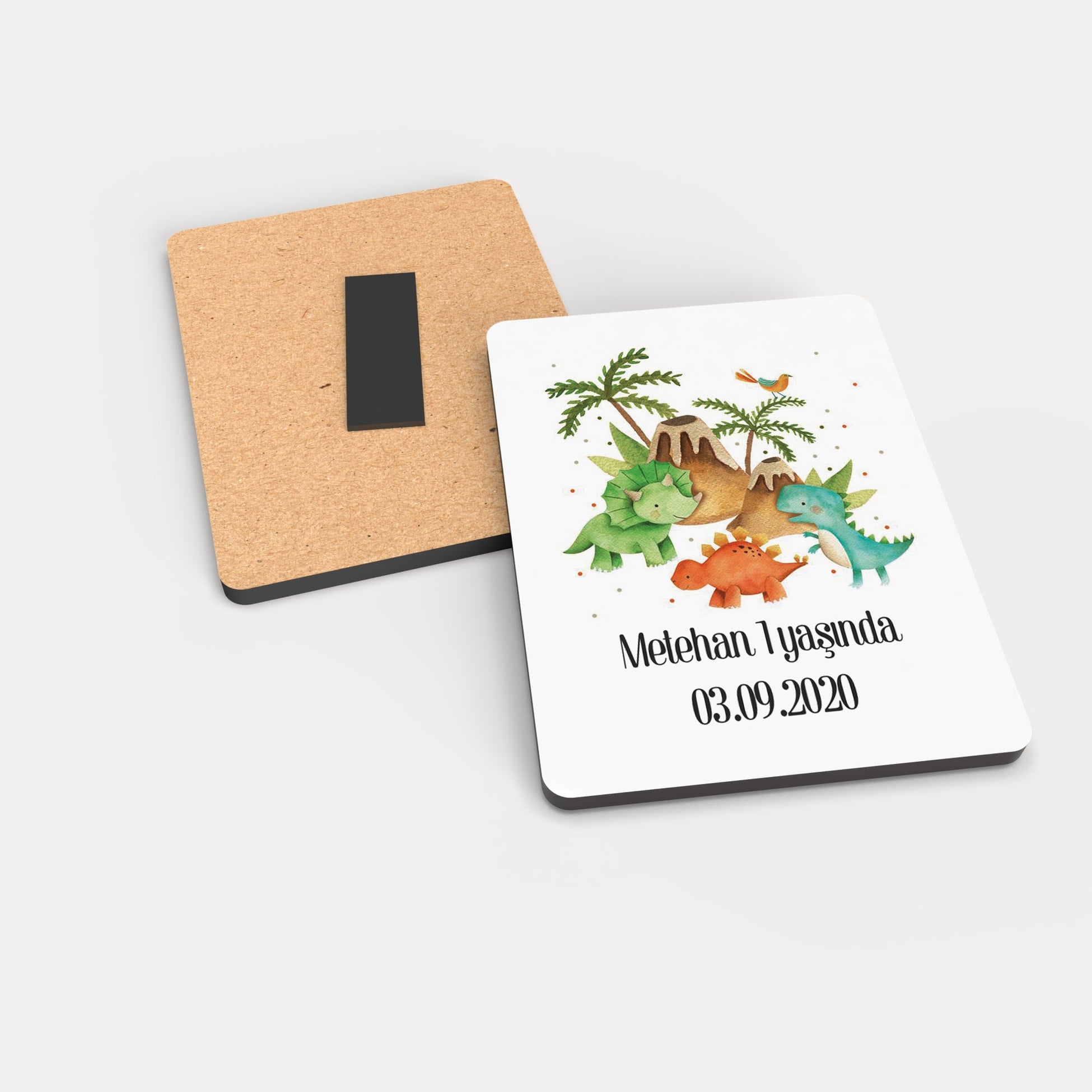 Küçük Renkli Dinozorlar Temalı Ahşap Magnet
