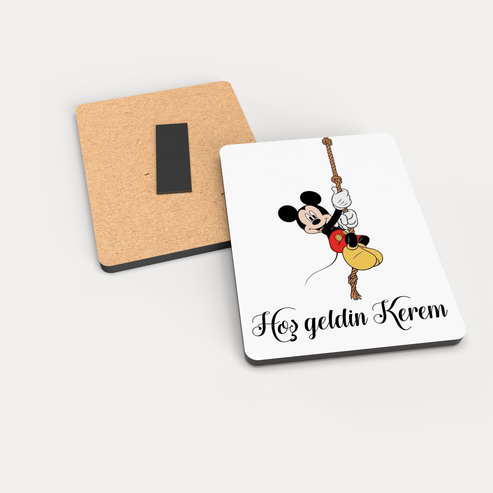 Mickey Mouse Desenli Ahşap Magnet