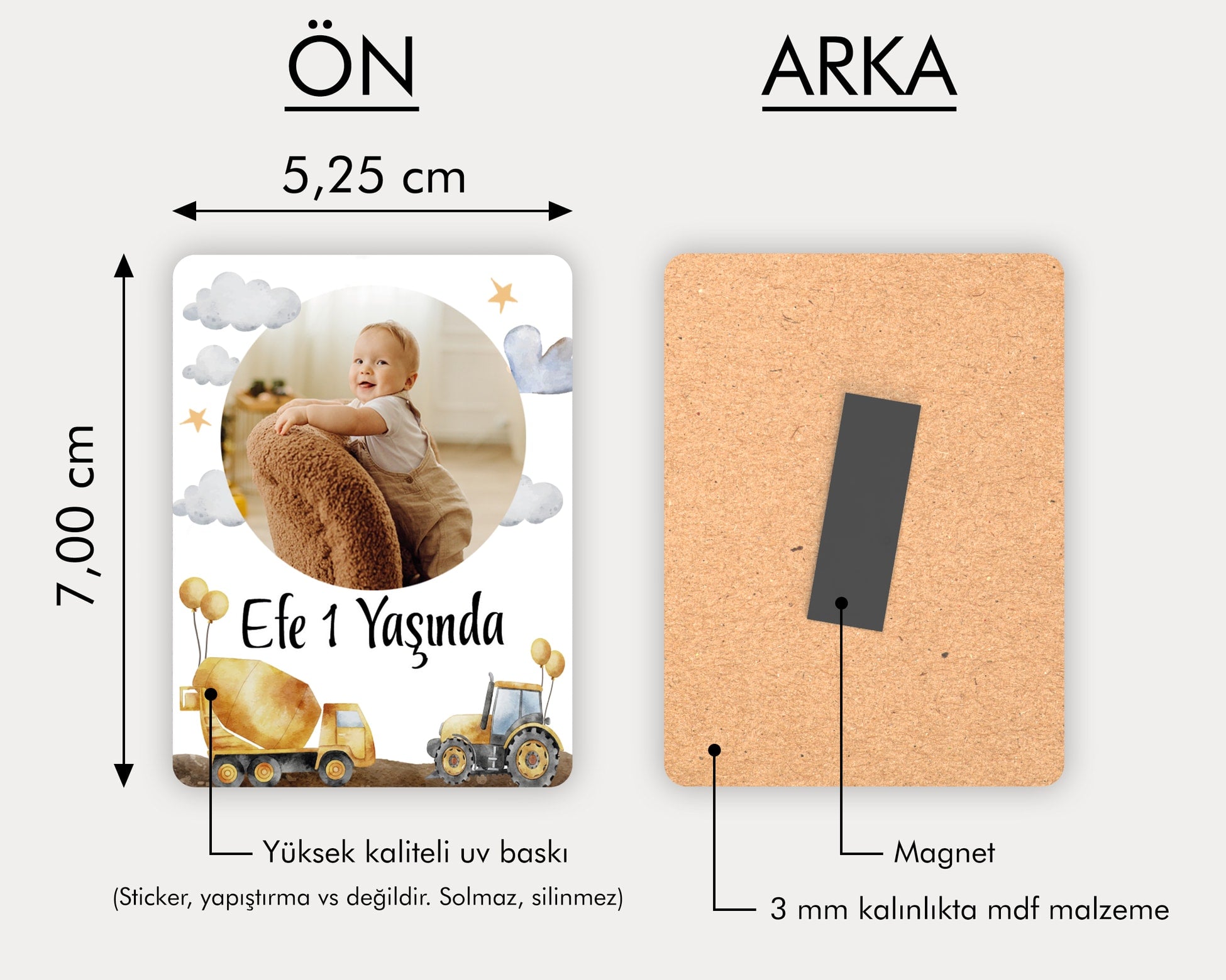 İnşaat Temalı Ahşap Magnet