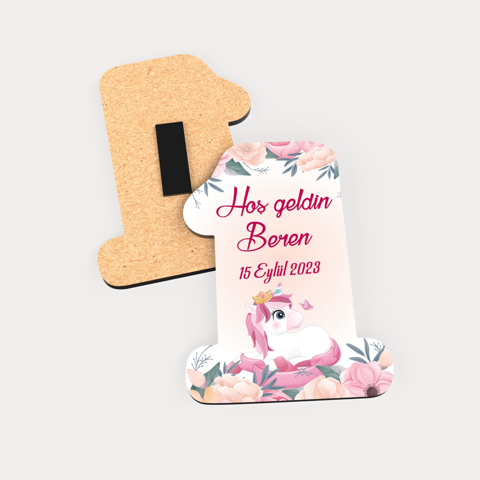 Unicorn Temalı Ahşap Magnet