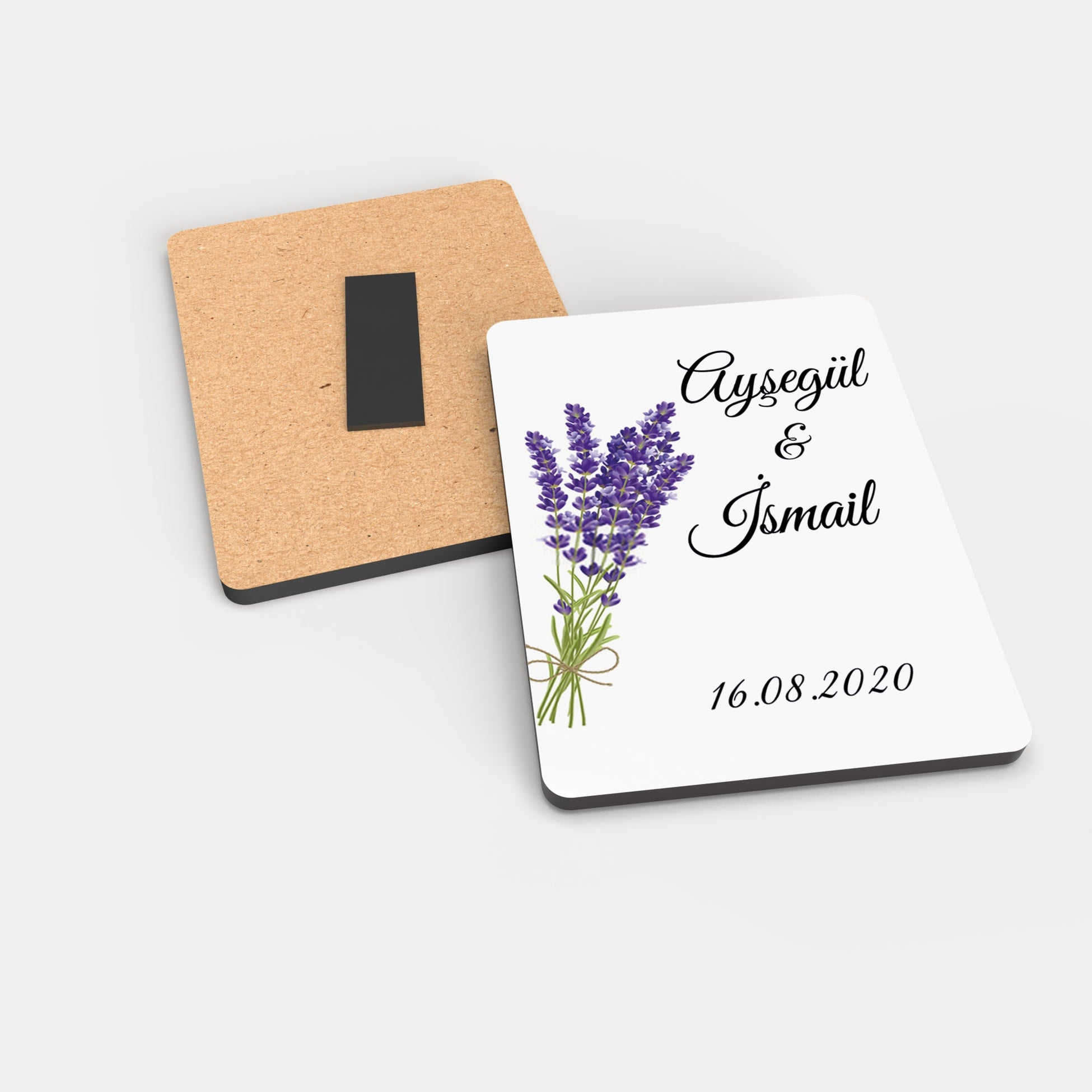 Lavanta Desenli Ahşap Magnet