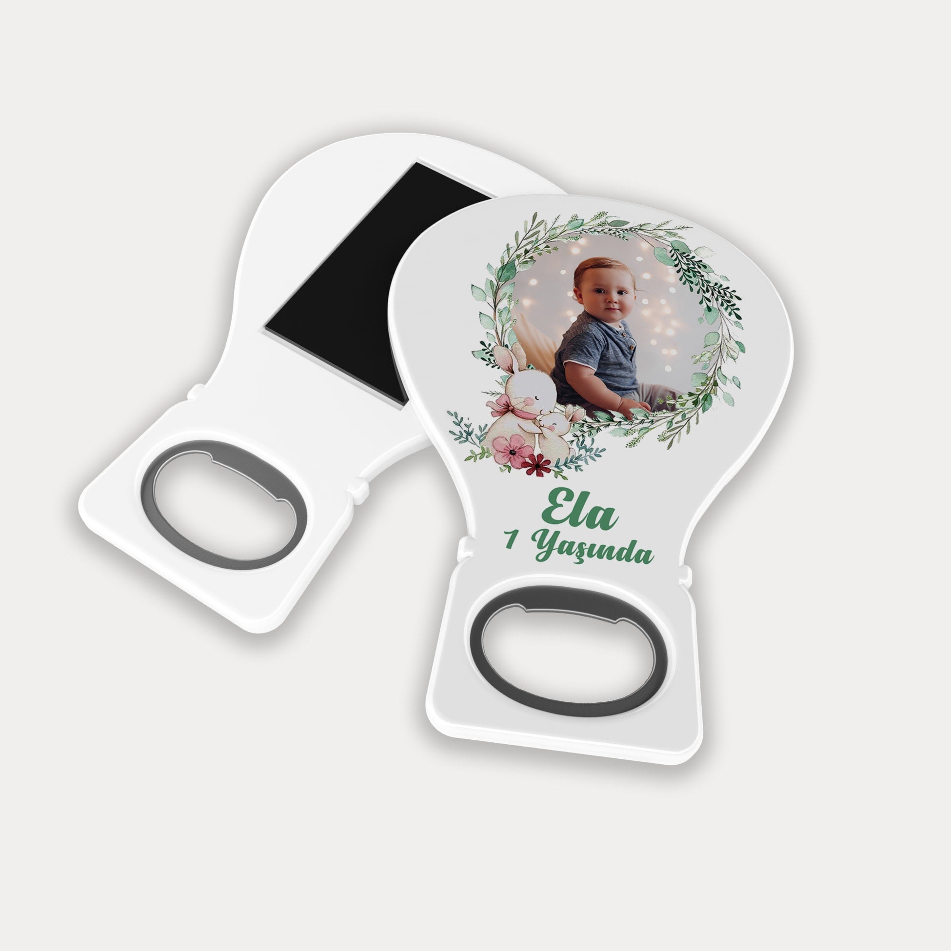 Tavşan Ailesi Desenli Balon Açacak Magnet