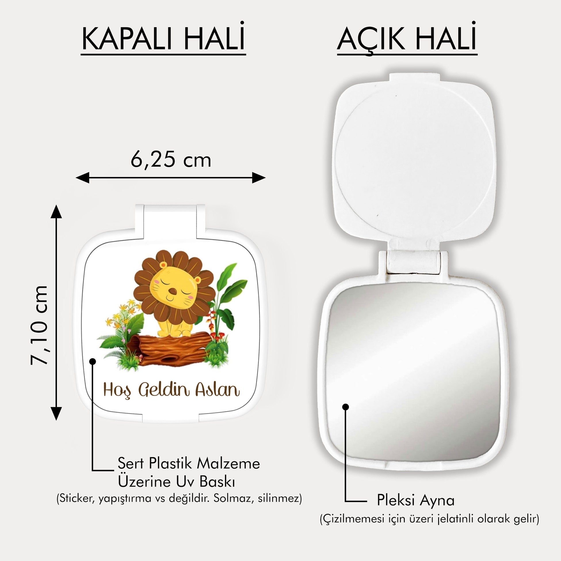Aslan Desenli Kare Ayna
