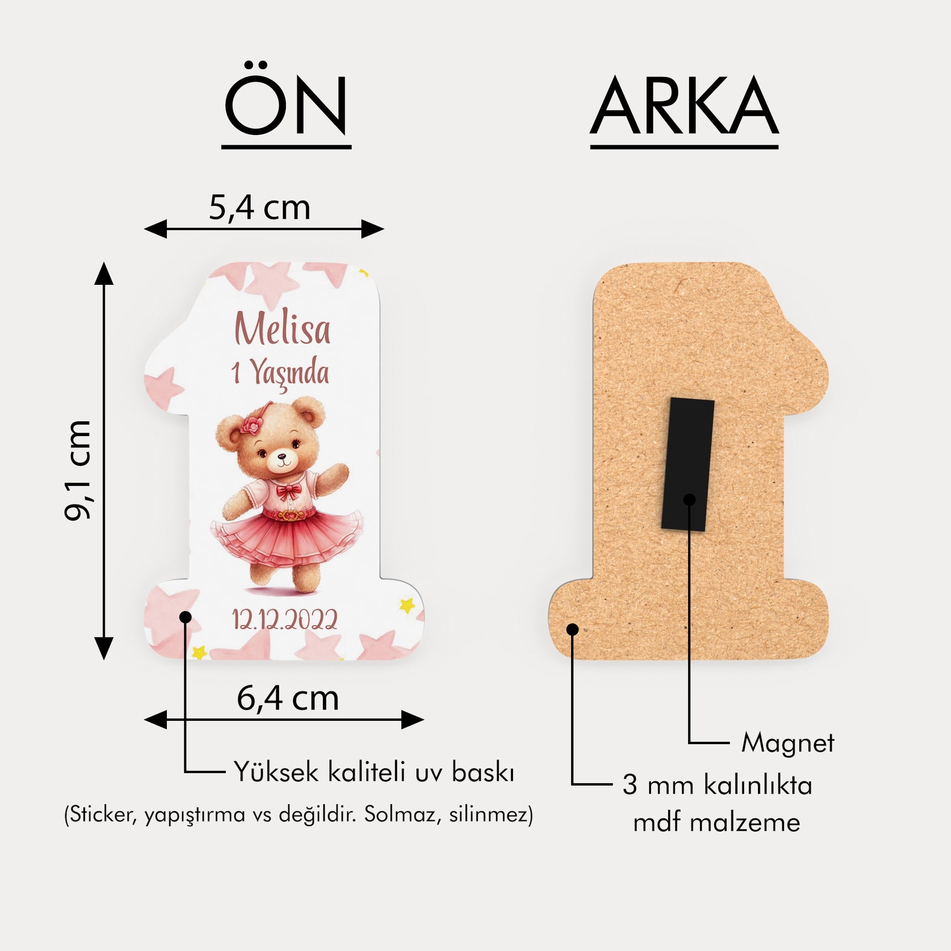 Ayıcık Temalı Ahşap Magnet