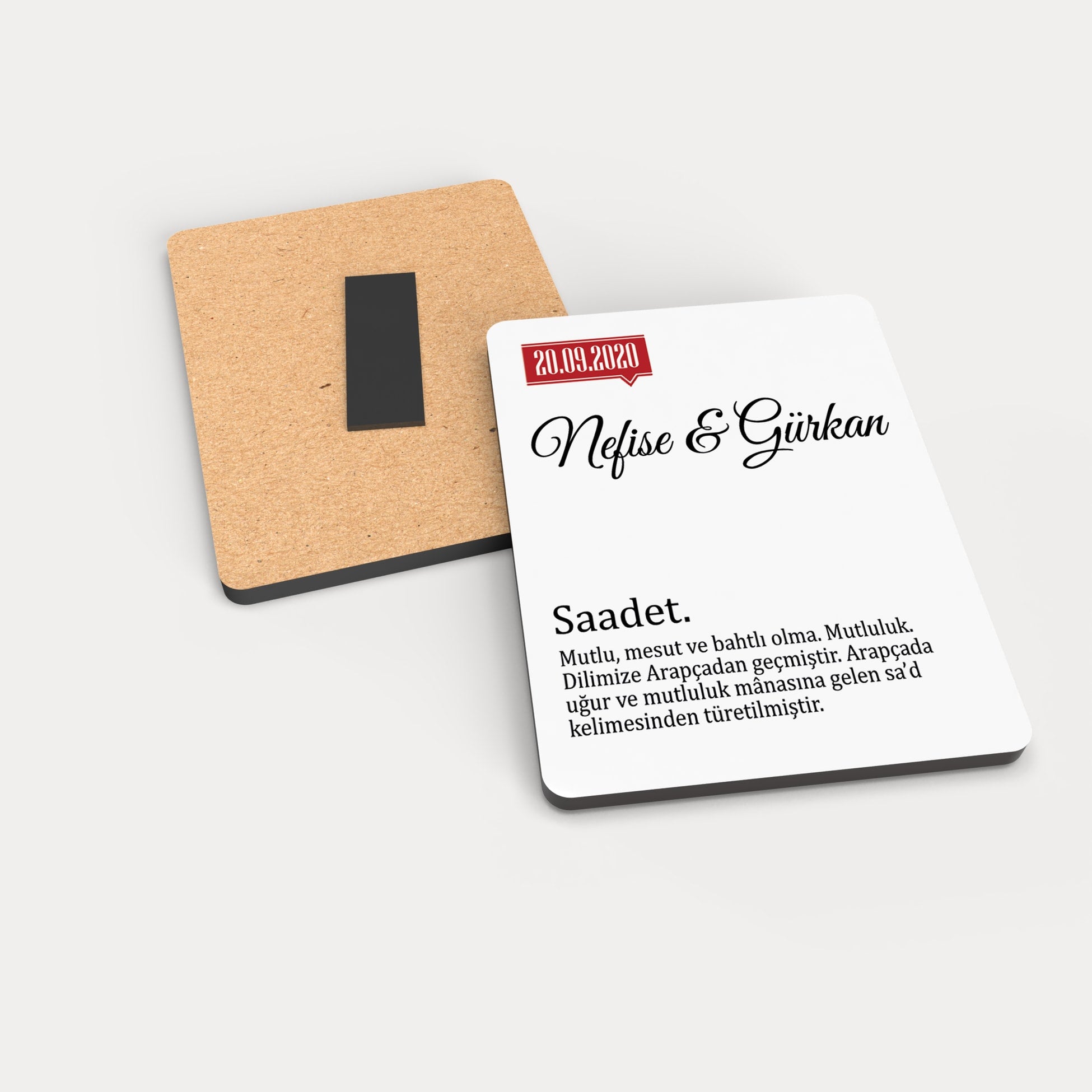 Saadet Yazılı Ahşap Magnet