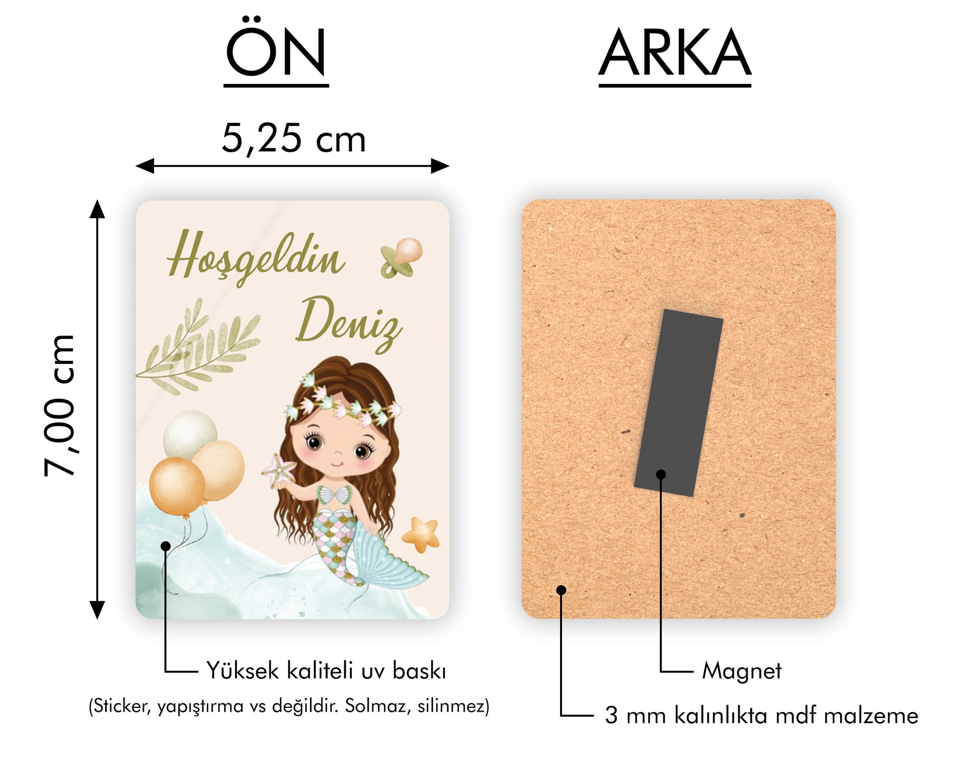 Deniz KızıTemalı Ahşap Magnet
