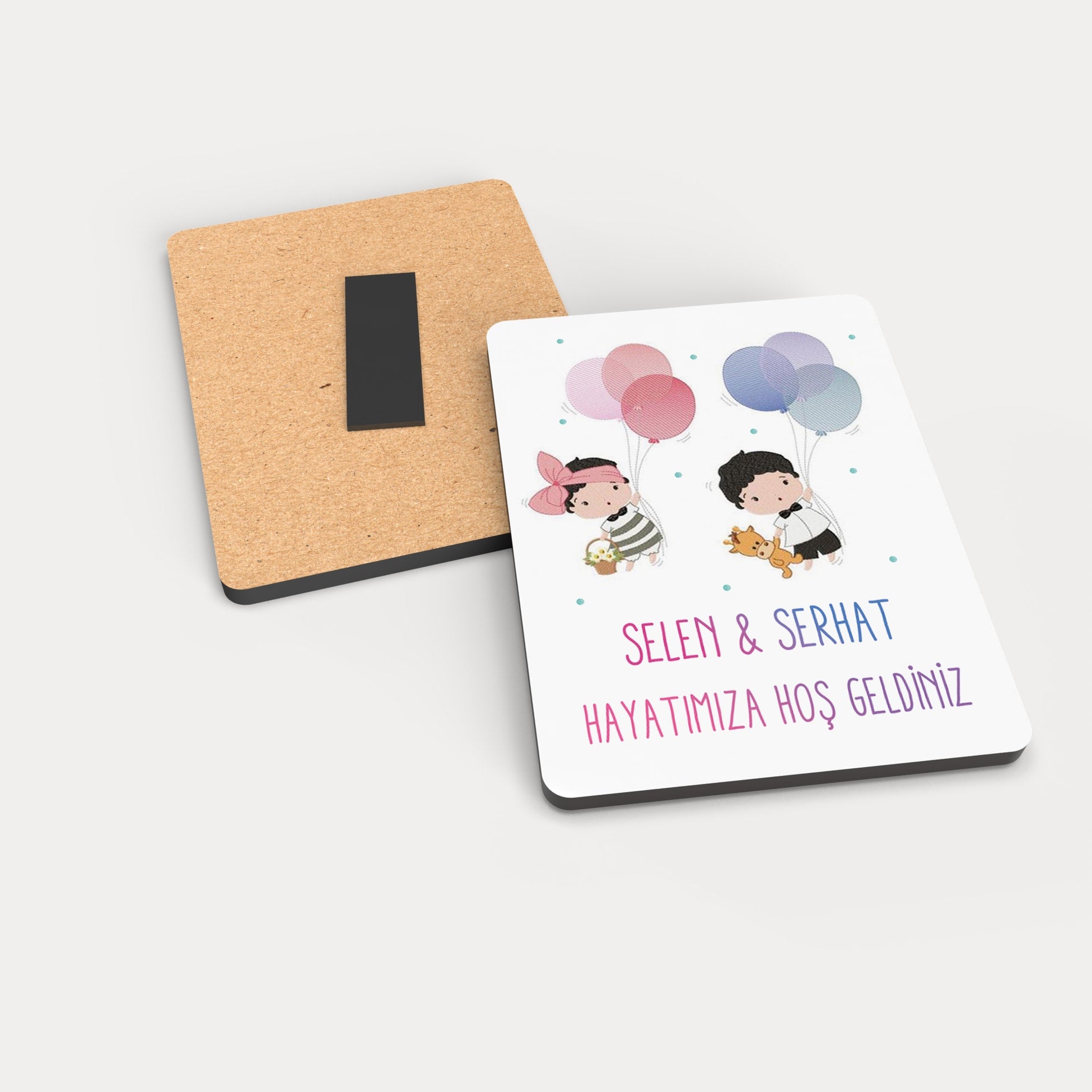 İkiz Bebekler Temalı Ahşap Magnet