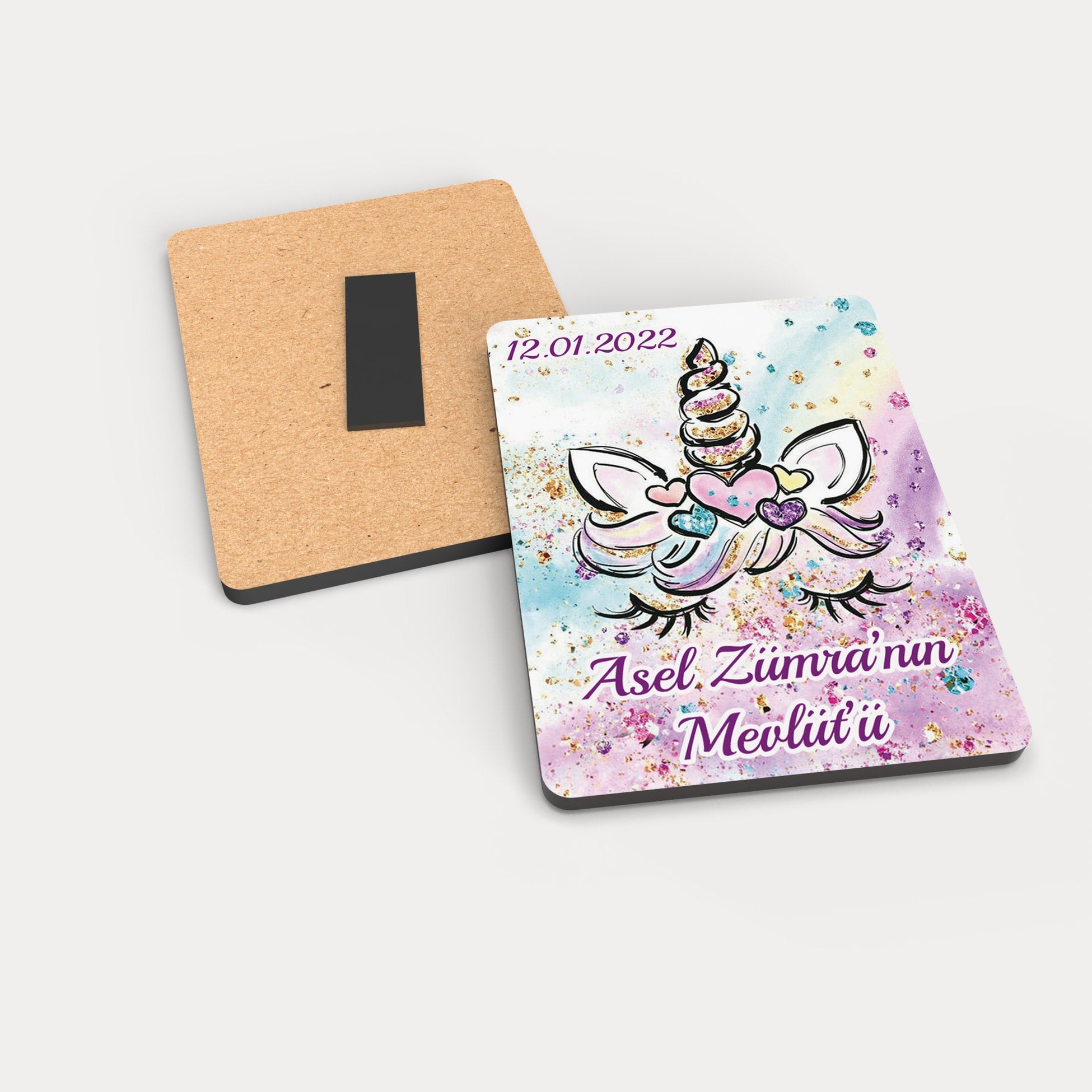 Unicorn Temalı Ahşap Magnet