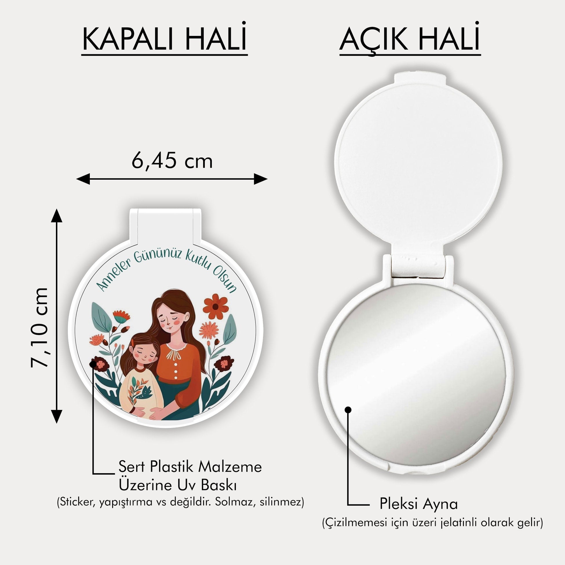 Anneler Günü Temalı Yuvarlak Ayna