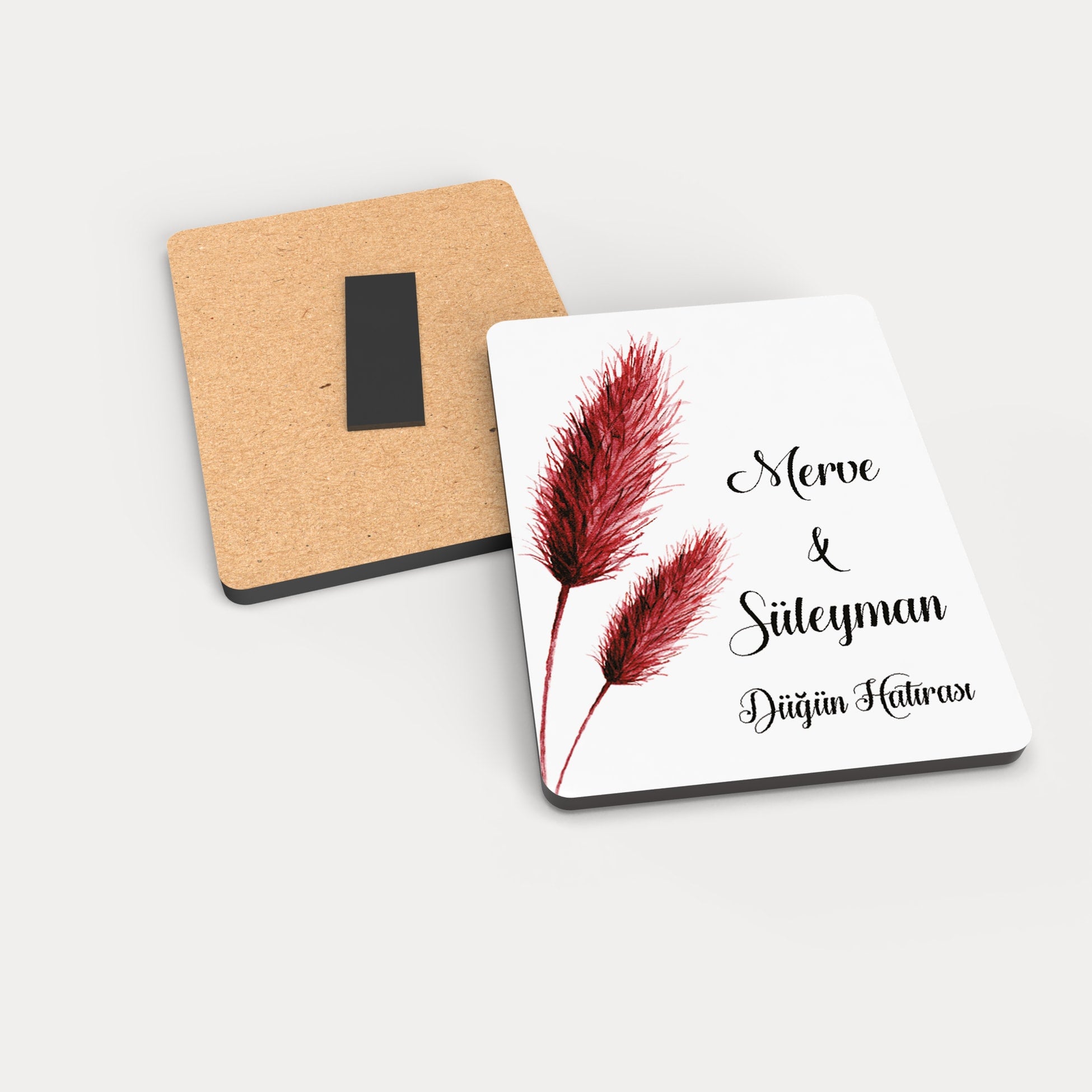 Pamuk Otu Desenli Ahşap Magnet