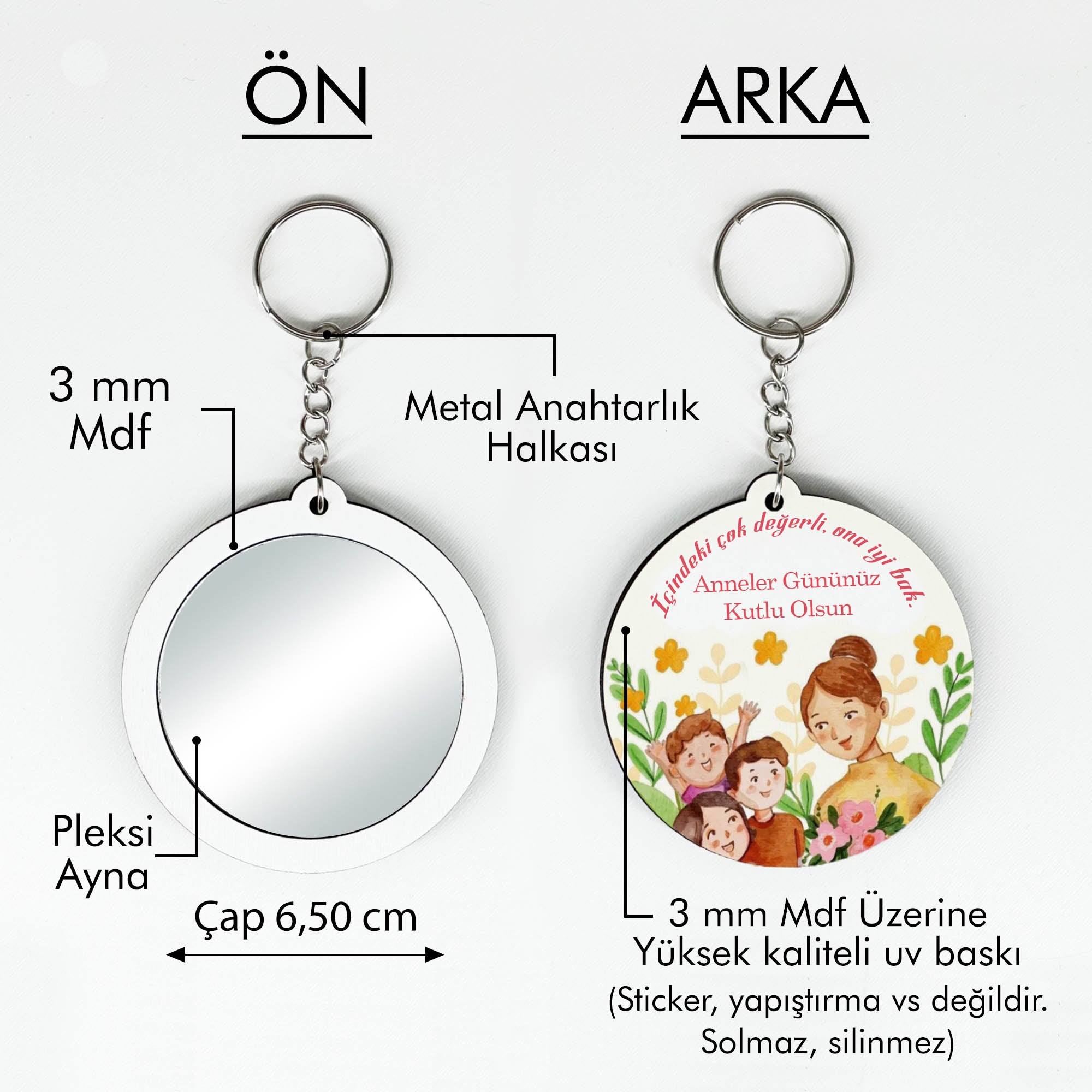 Anneler Günü Temalı Anahtarlıklı Ayna