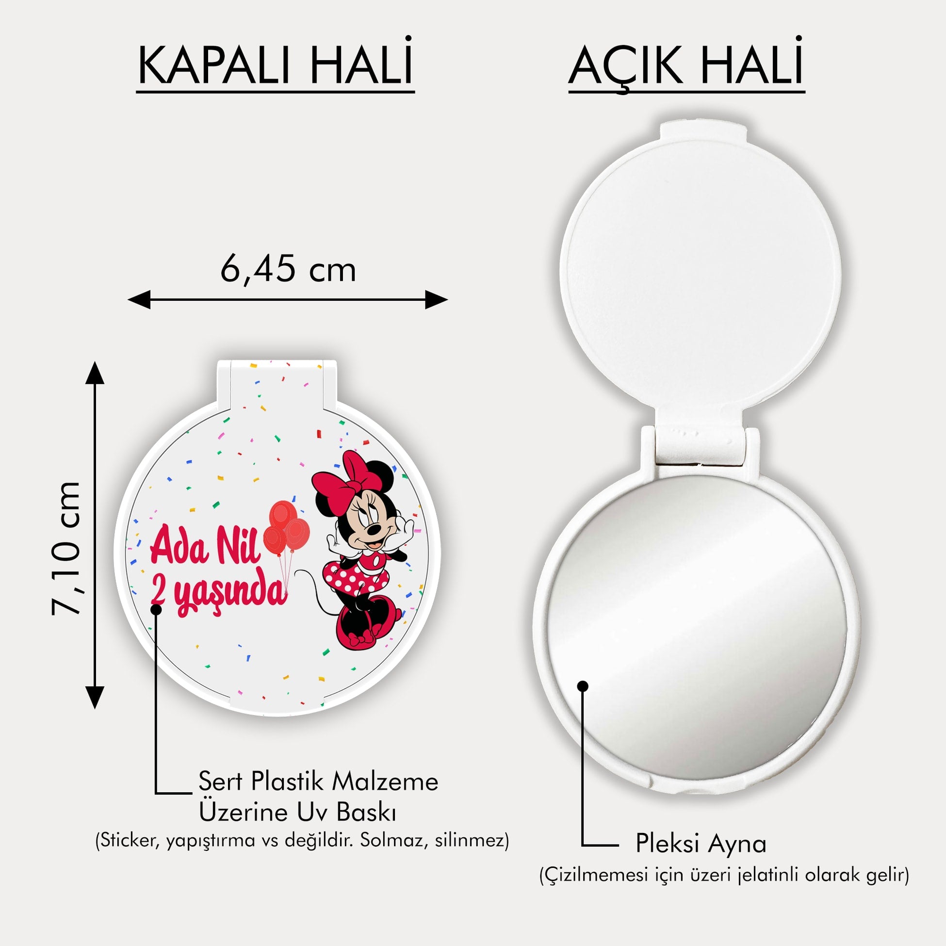 Minnie Mouse Desenli Yuvarlak Ayna