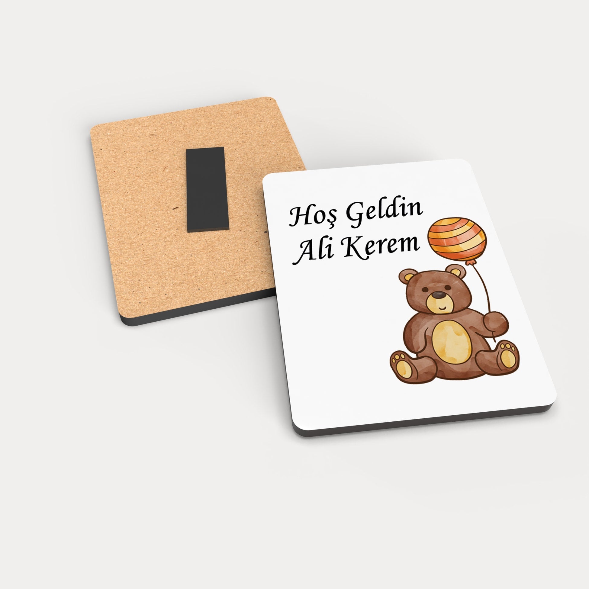 Ayıcık Desenli Ahşap Magnet