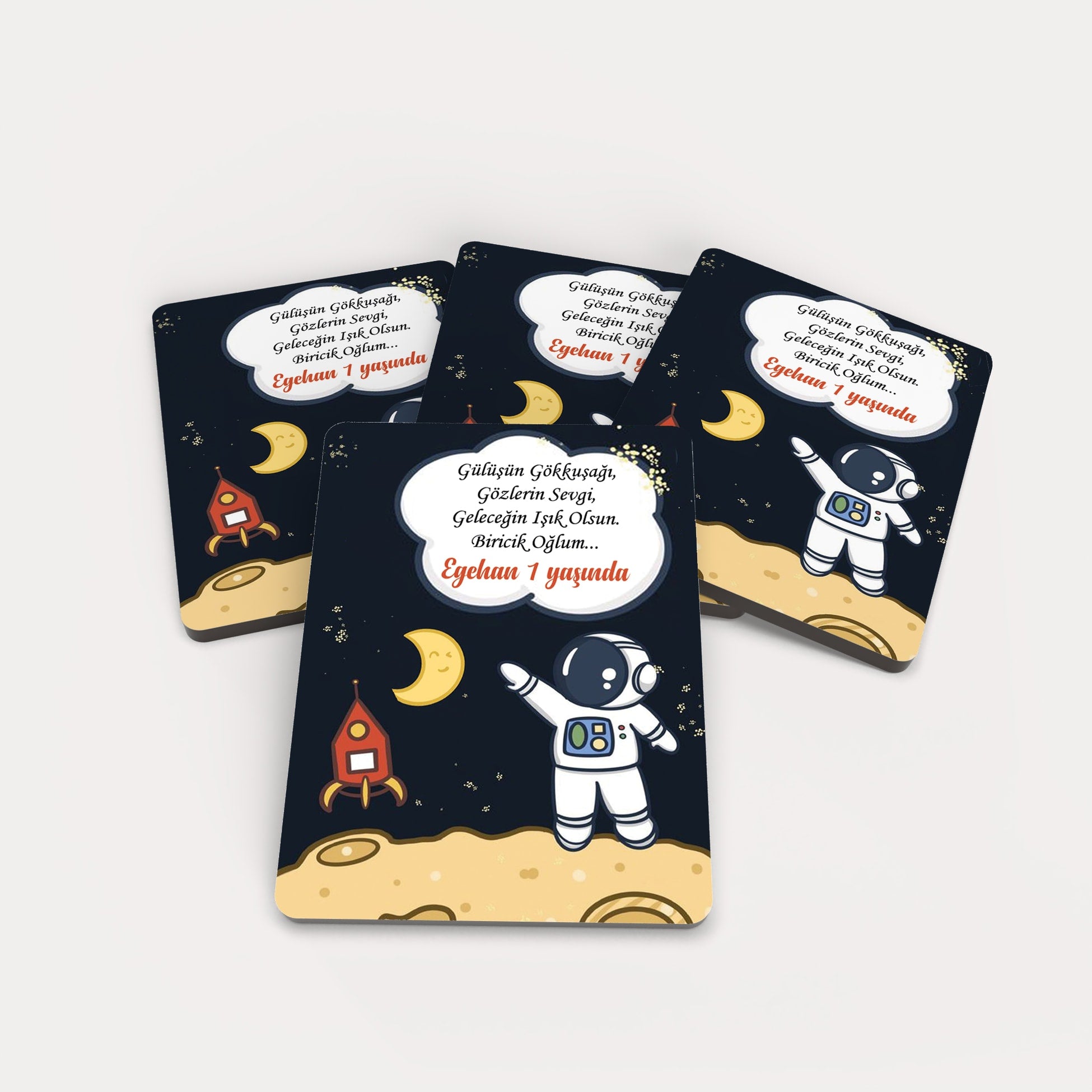Uzay Temalı Ahşap Magnet