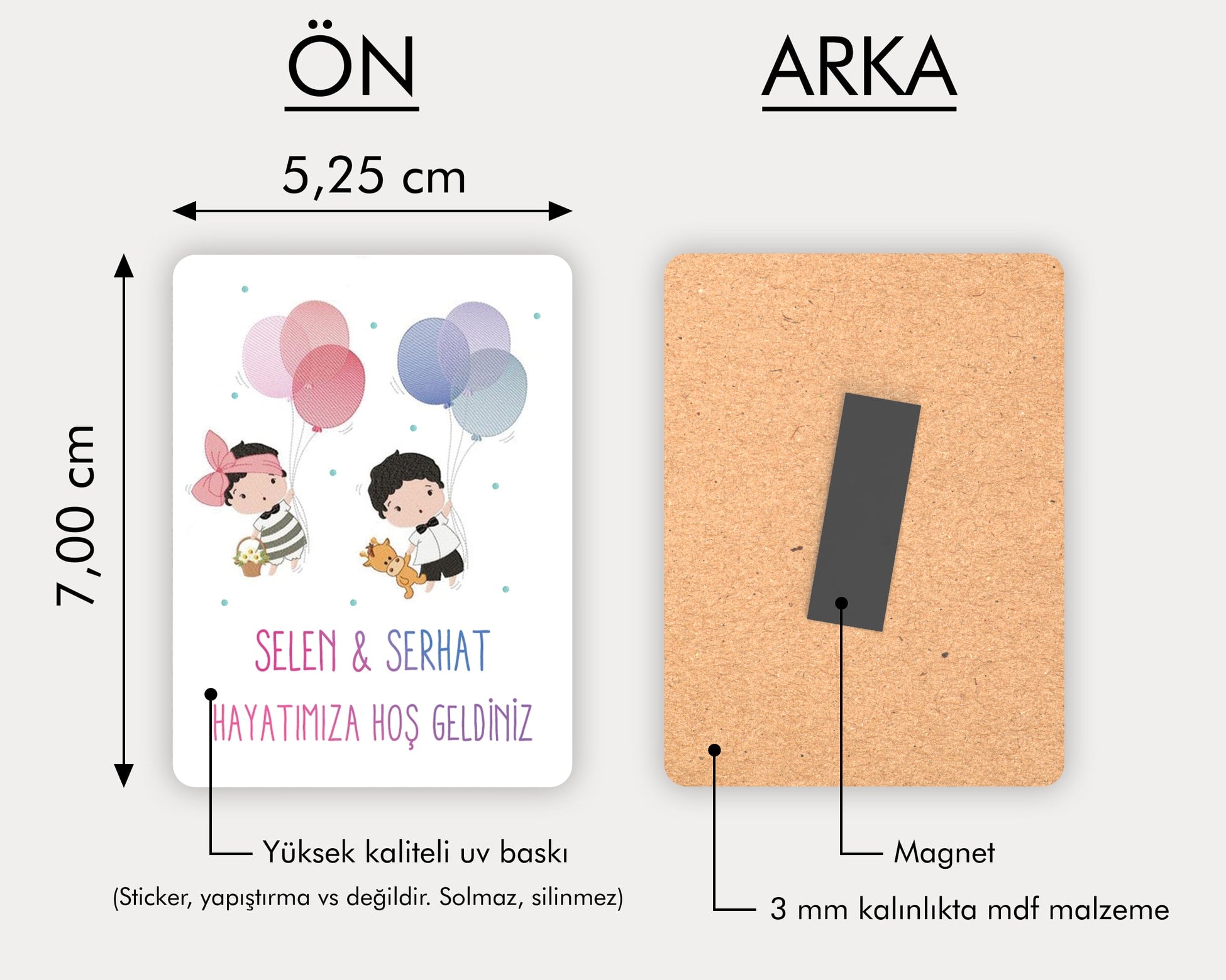 İkiz Bebekler Temalı Ahşap Magnet
