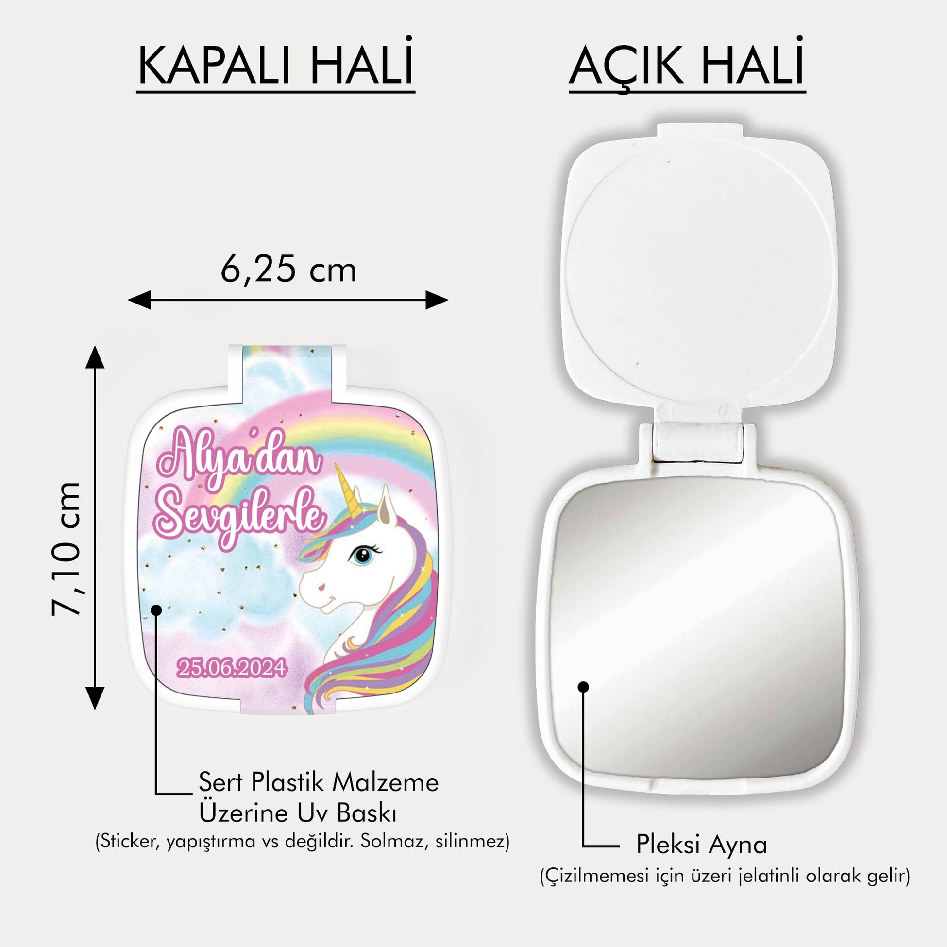 Unicorn Temalı Kare Ayna